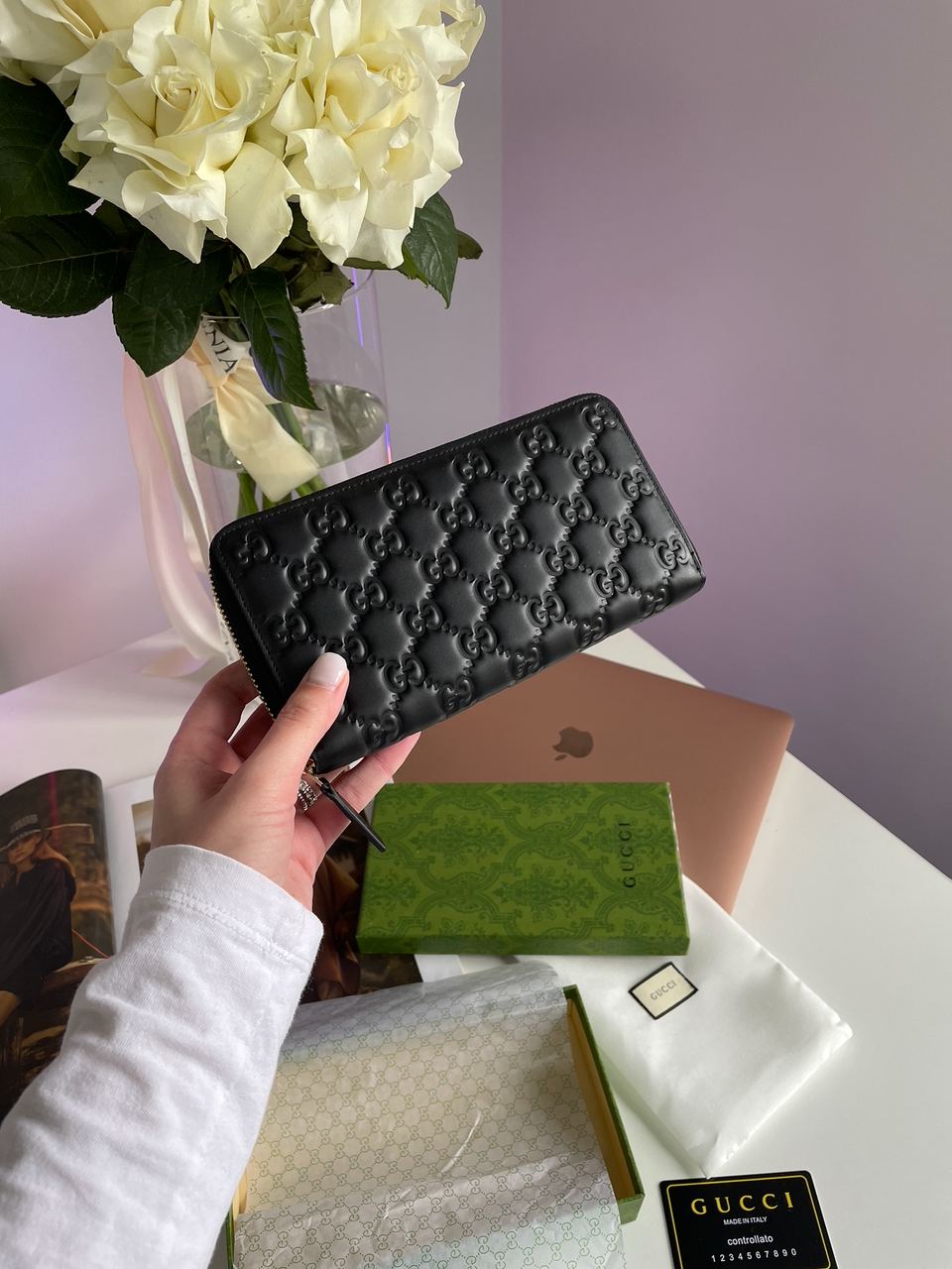 Gucci Black Guccissima Zip-Around Wallet - 3