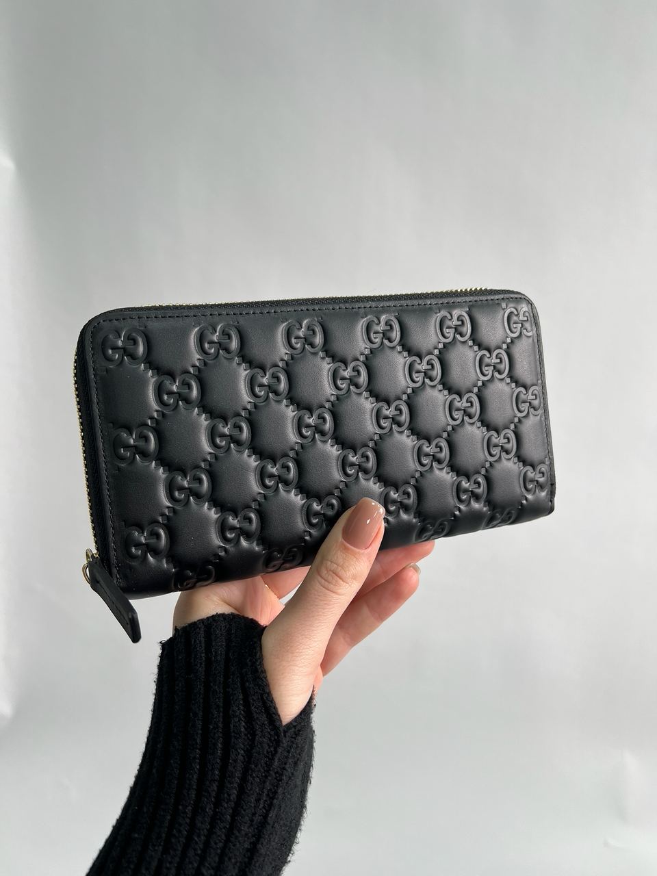 Gucci Black Guccissima Zip-Around Wallet - 8