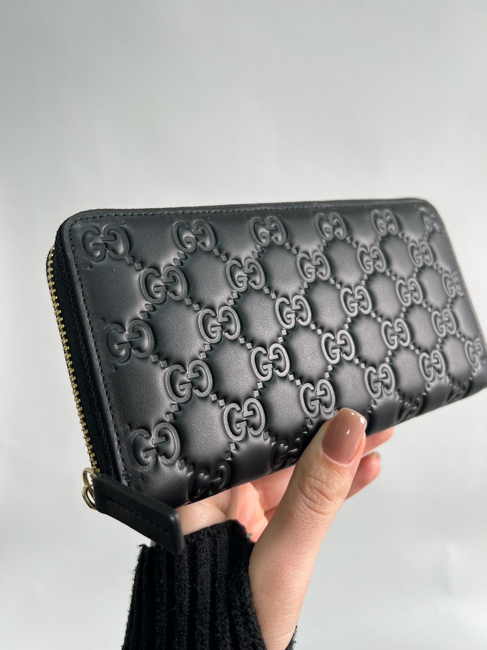 Gucci Black Guccissima Zip-Around Wallet - 9