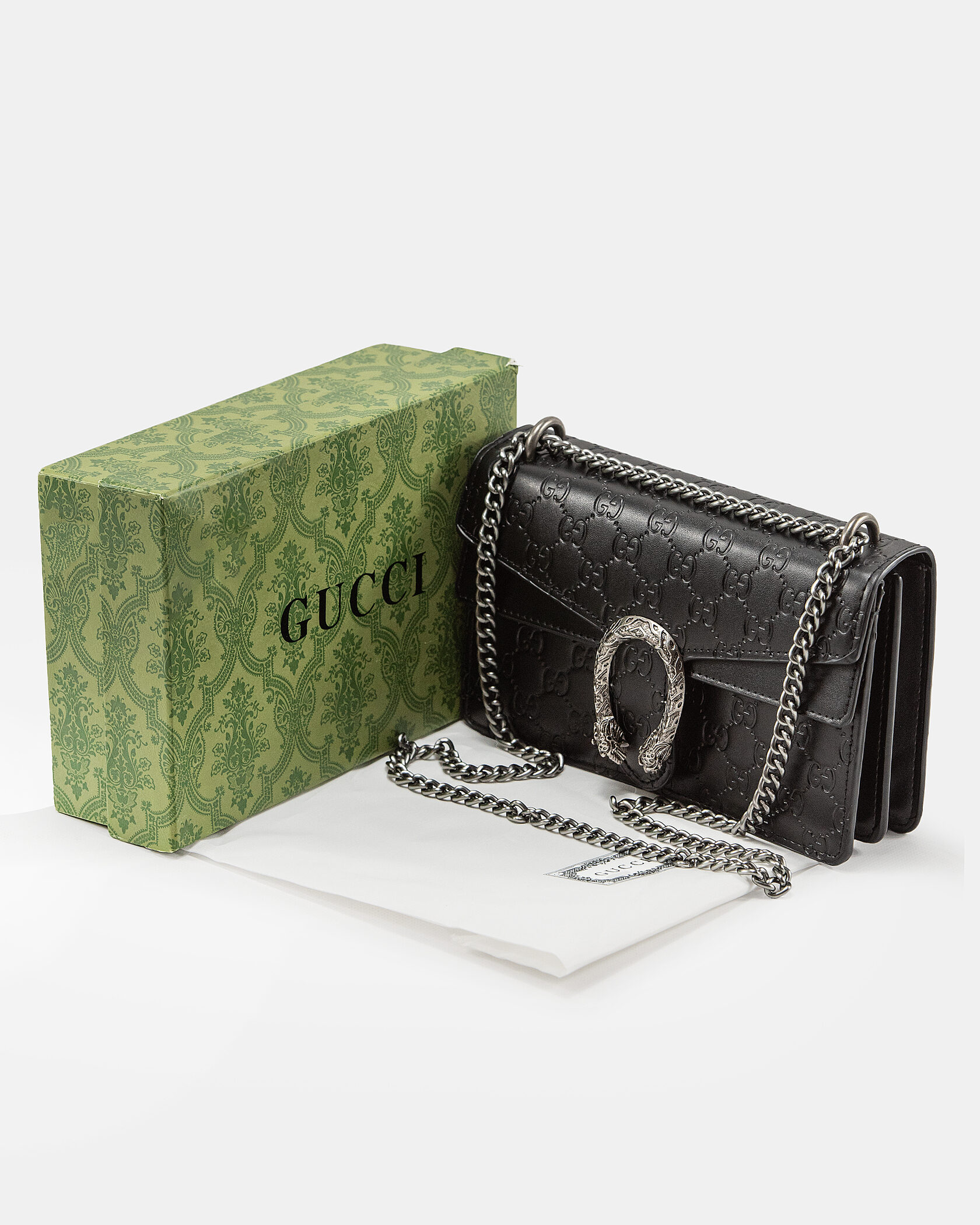 Gucci Dionysus Small Shoulder Bag in Black Embossed Leather - 2