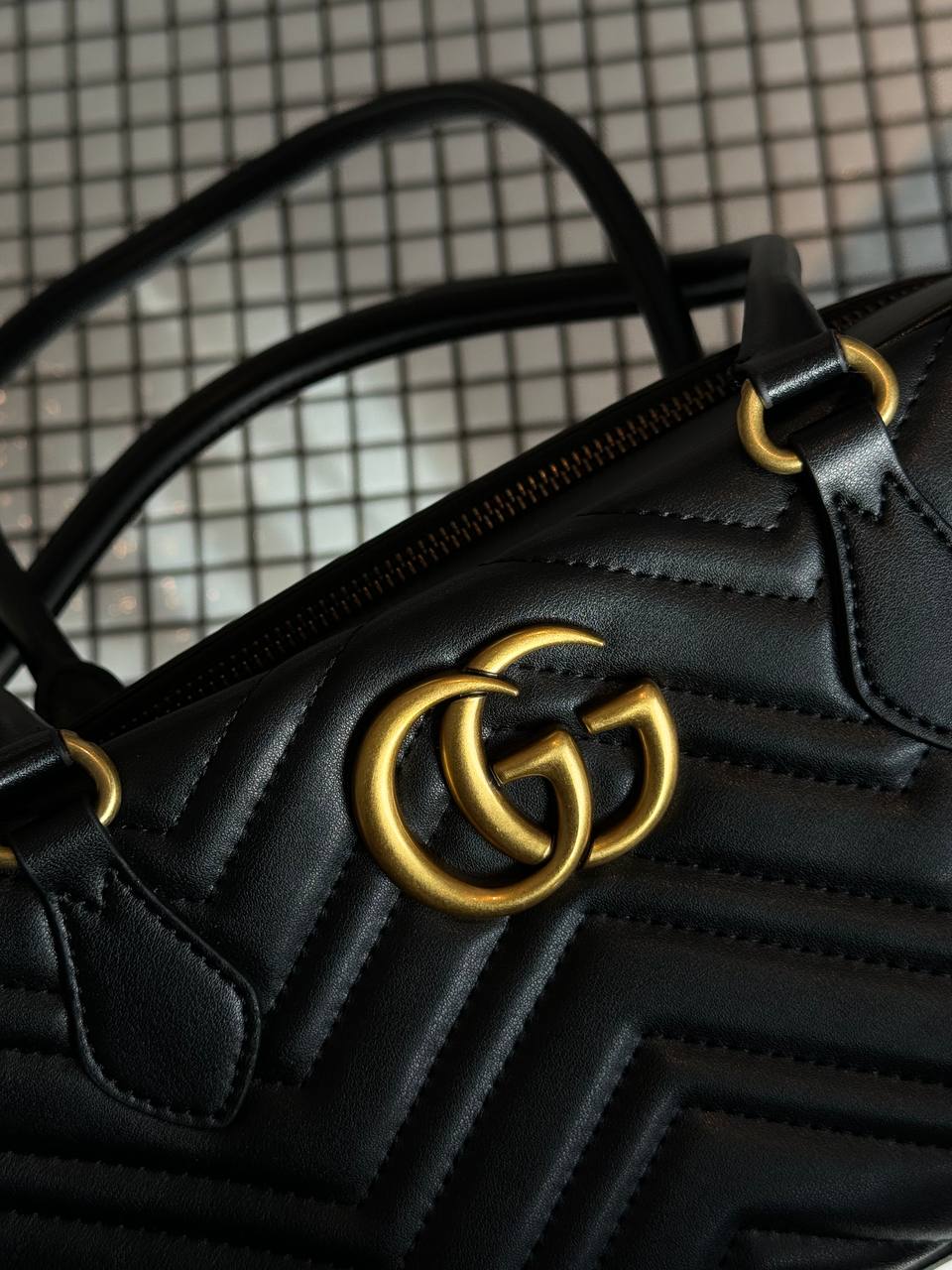 Gucci GG Marmont Small Top Handle Bag in Black Matelassé Leather - 10