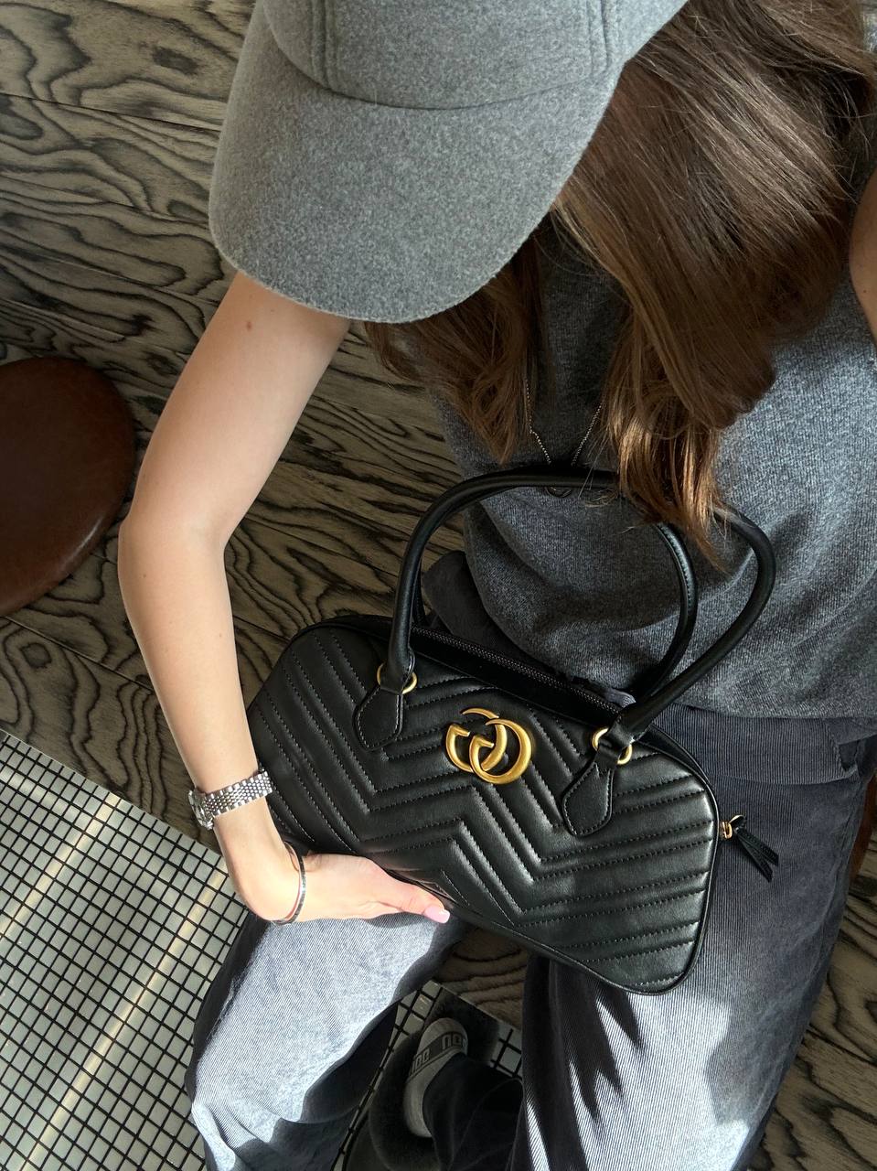 Gucci GG Marmont Small Top Handle Bag in Black Matelassé Leather - 8