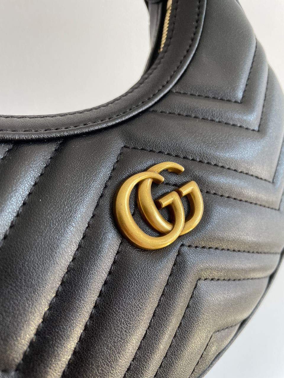 Gucci Half Moon Marmont Leather Shoulder Bag - 12