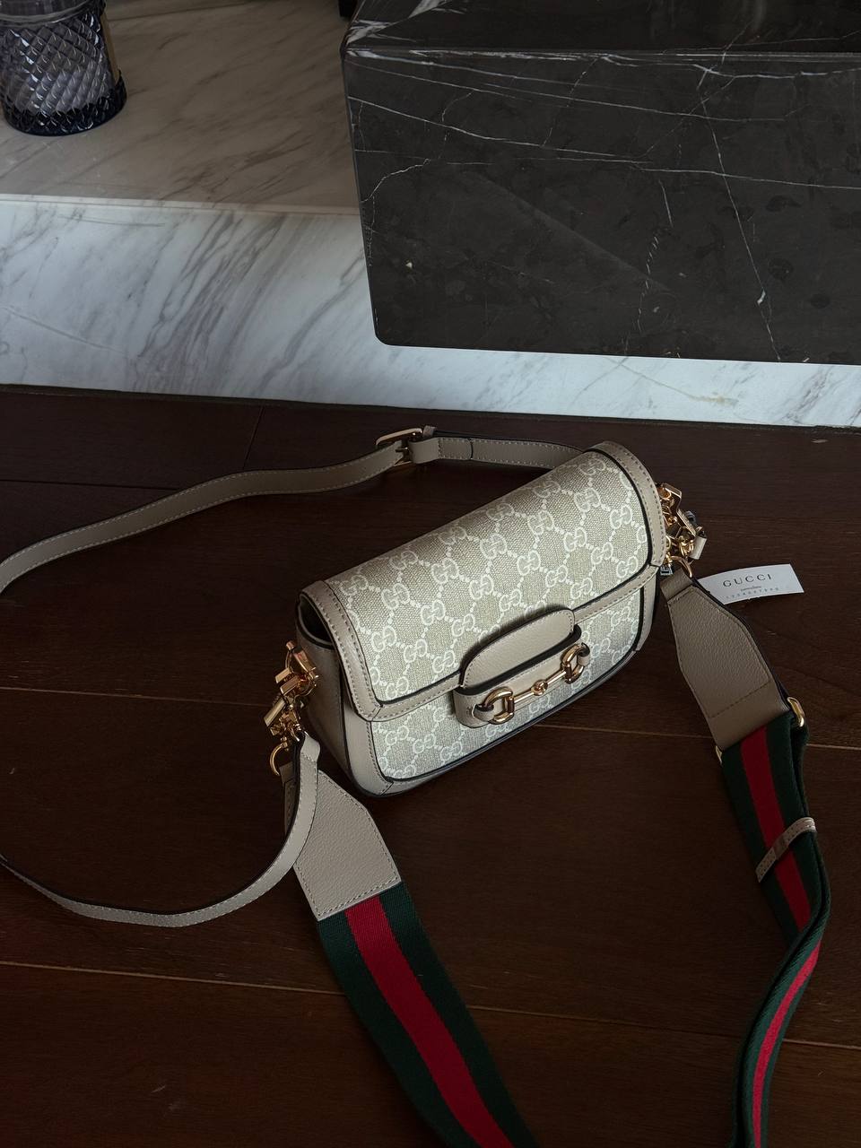 Gucci Horsebit 1955 Mini Bag Light Grey Soft - 6
