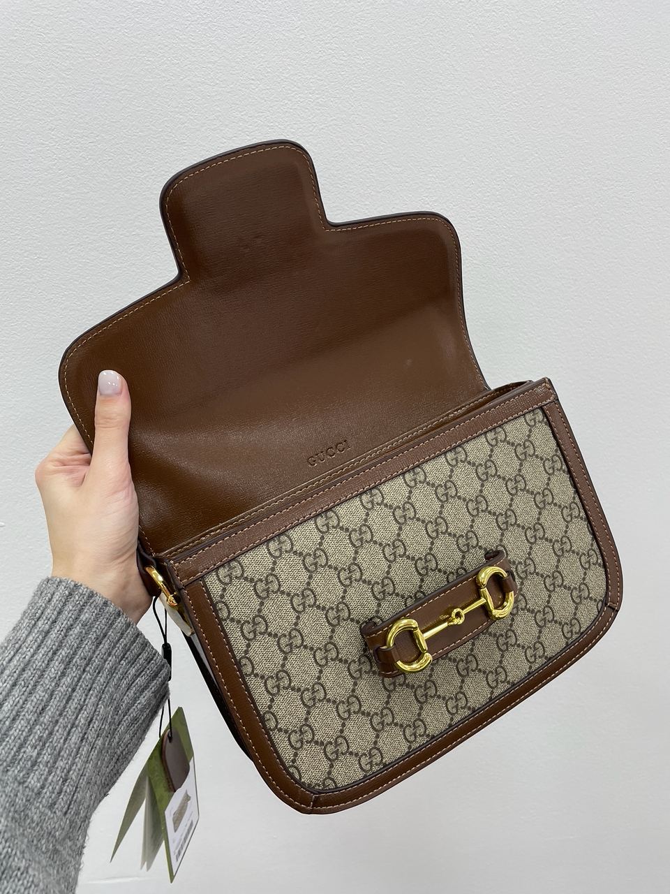 Gucci Horsebit 1955 Shoulder Bag Grey/Brown - 13