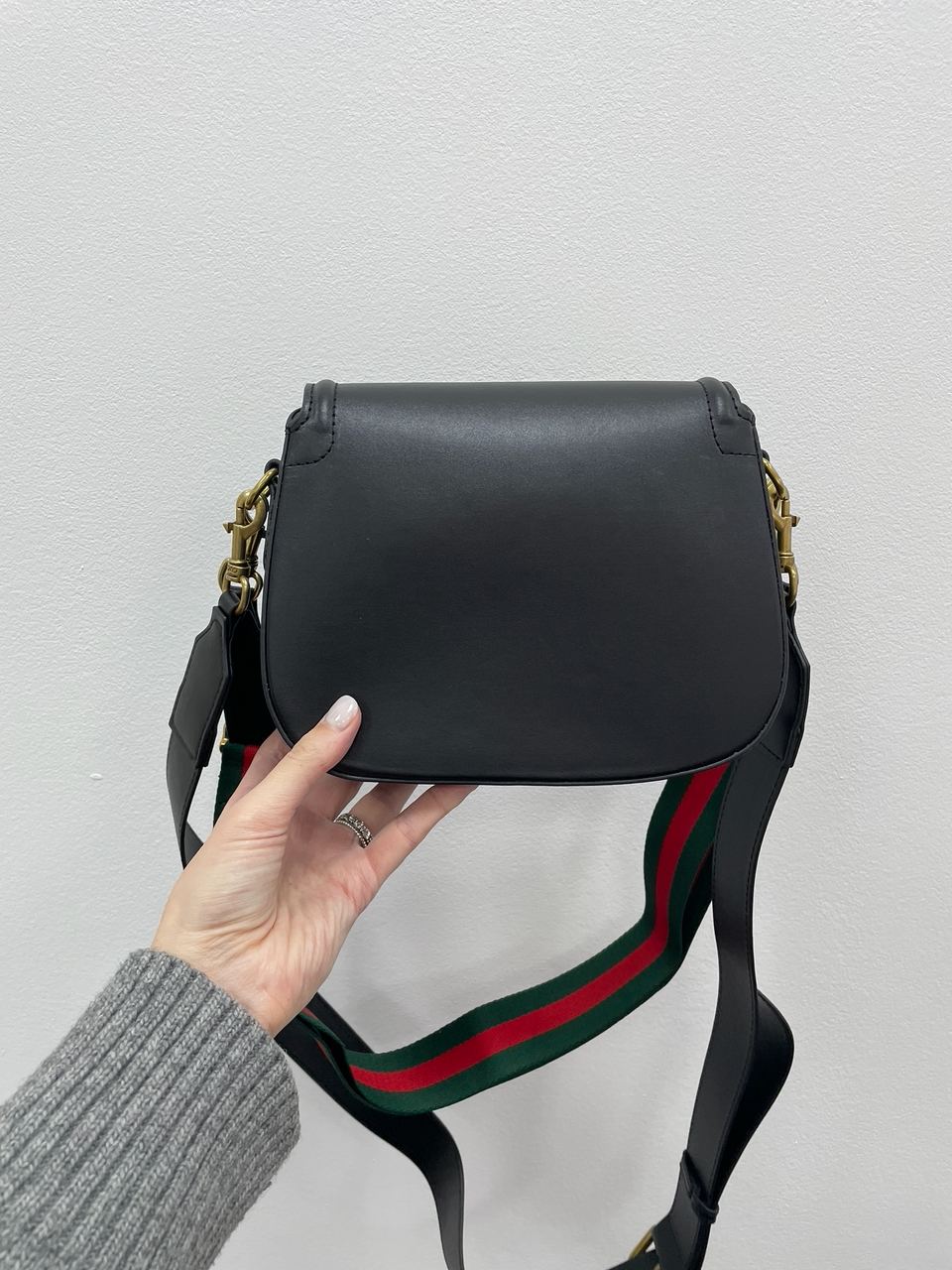 Gucci Lady Web Leather Shoulder Bag Black - 10