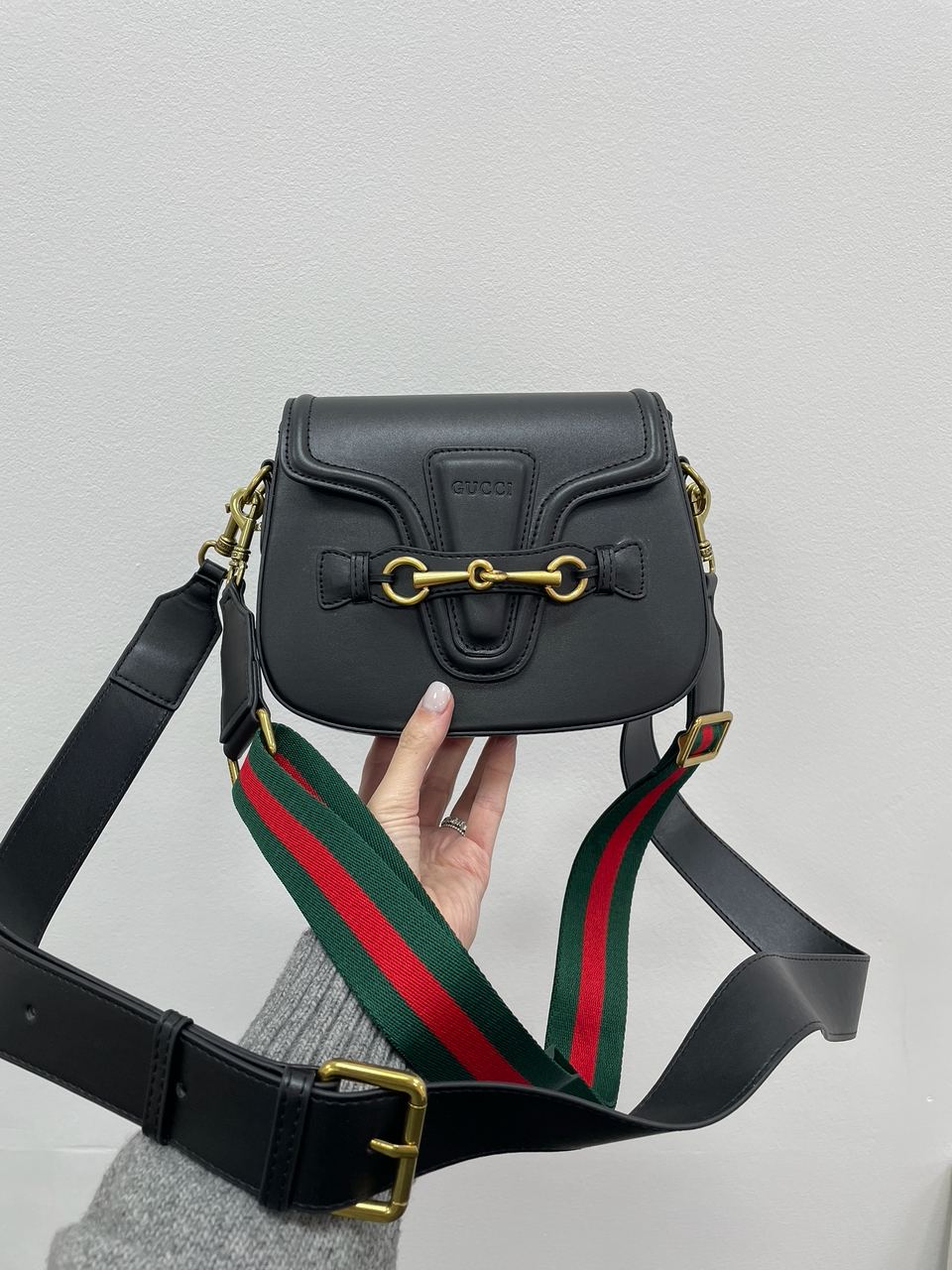 Gucci Lady Web Leather Shoulder Bag Black - 4