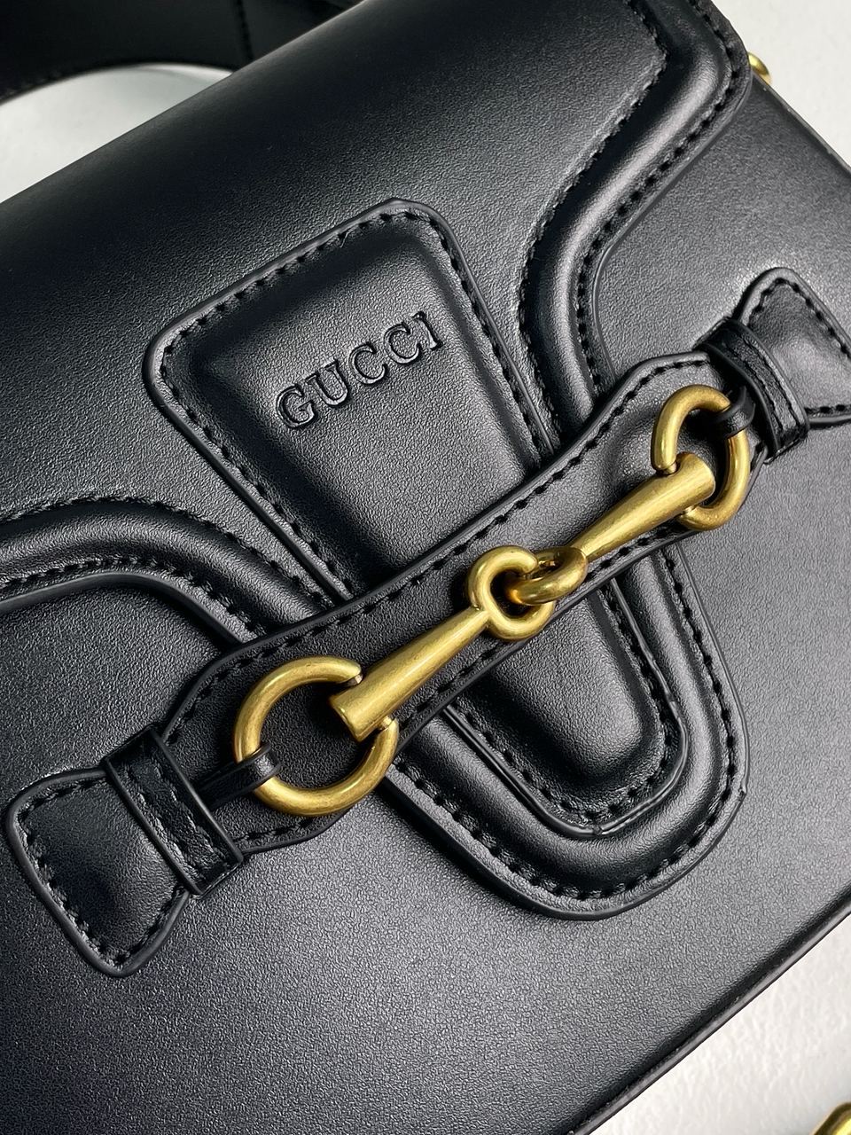 Gucci Lady Web Leather Shoulder Bag Black - 9