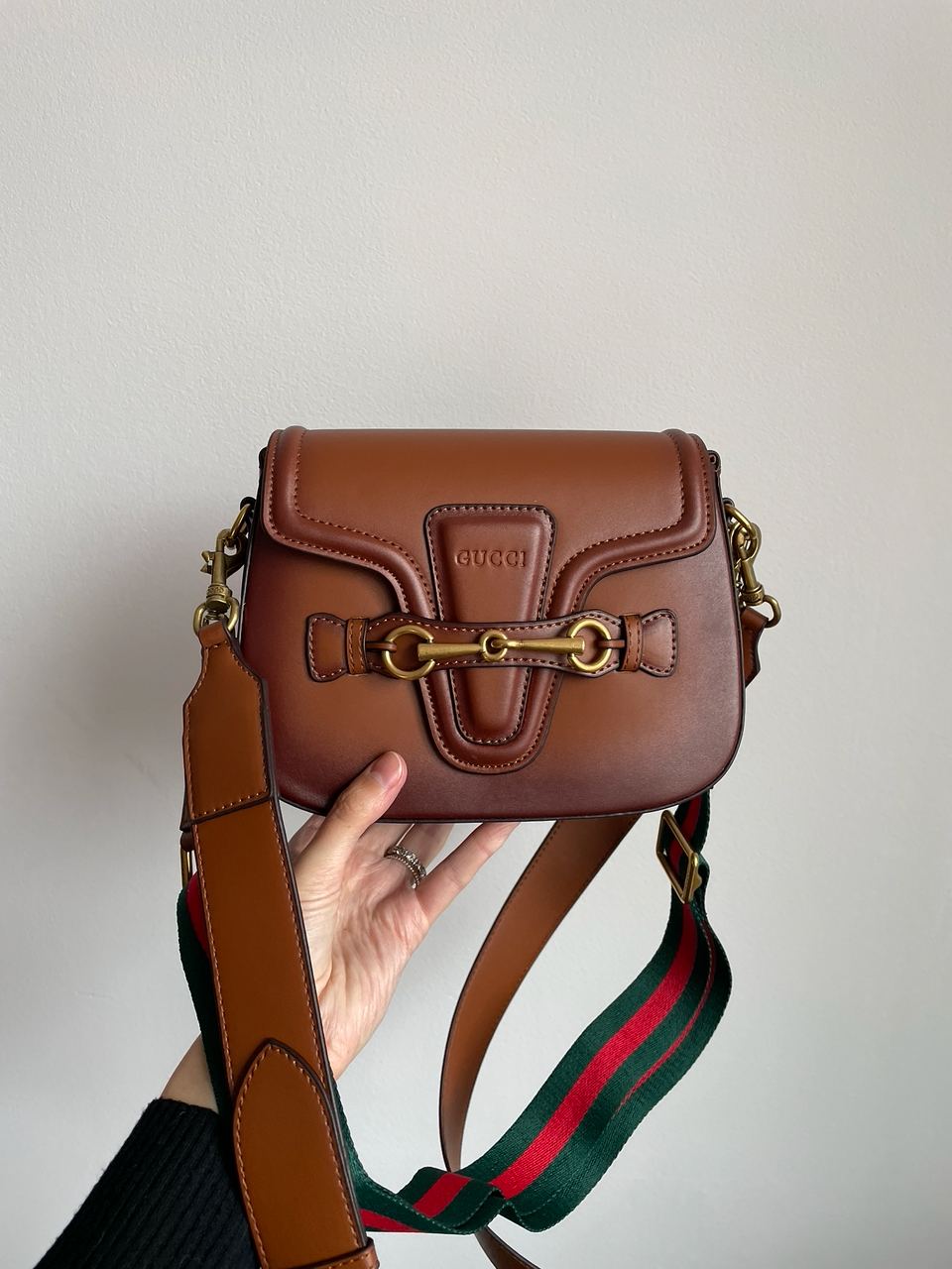 Gucci Lady Web Leather Shoulder Bag Brown - 10