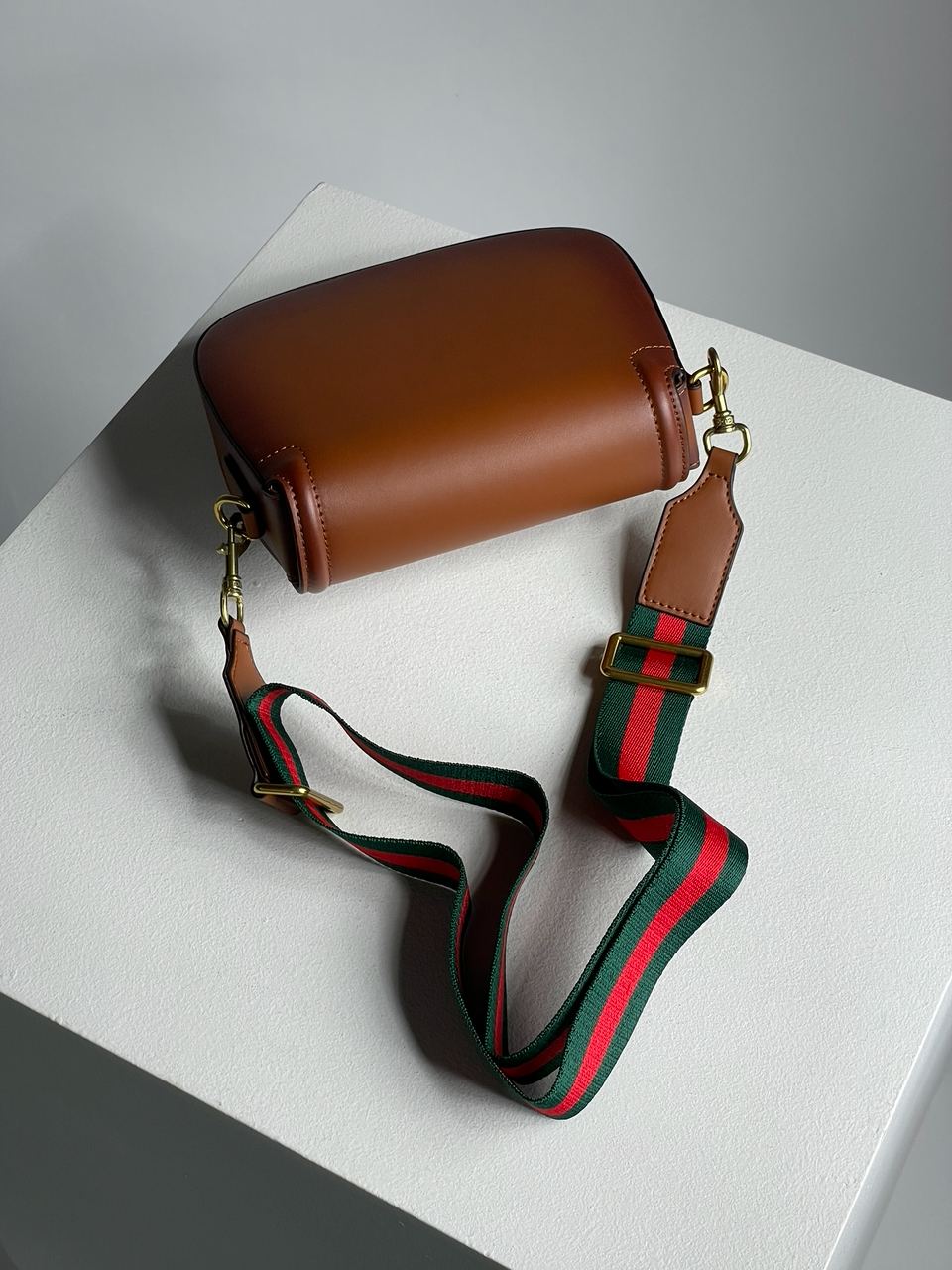 Gucci Lady Web Leather Shoulder Bag Brown - 16