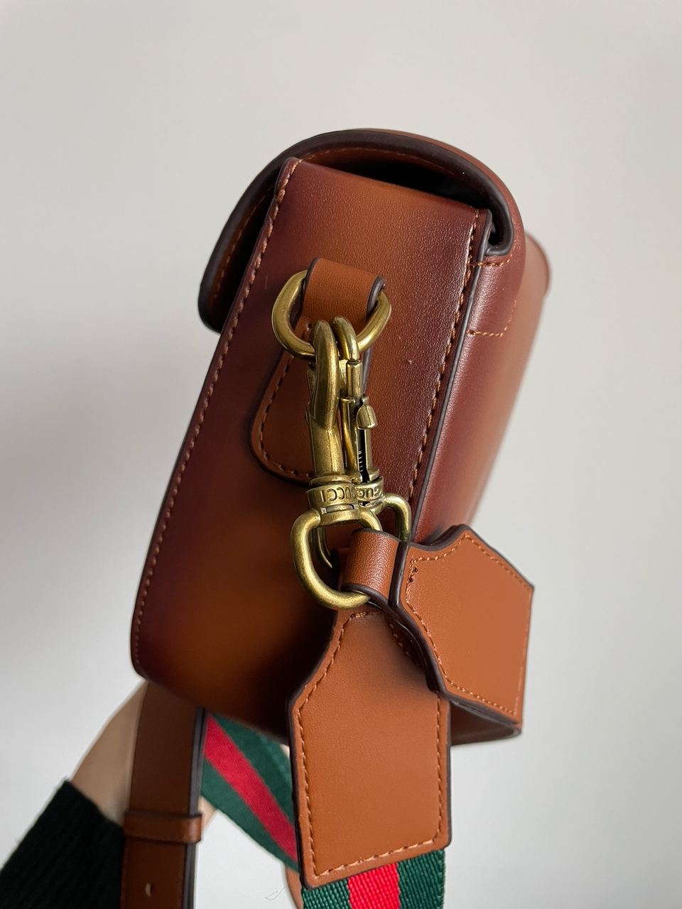 Gucci Lady Web Leather Shoulder Bag Brown - 19