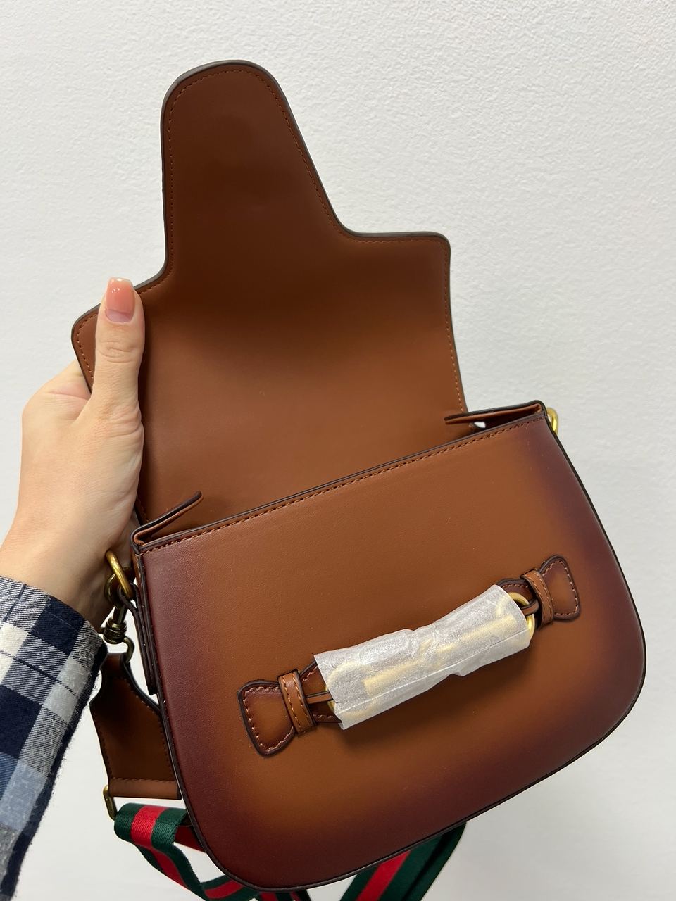 Gucci Lady Web Leather Shoulder Bag Brown - 26