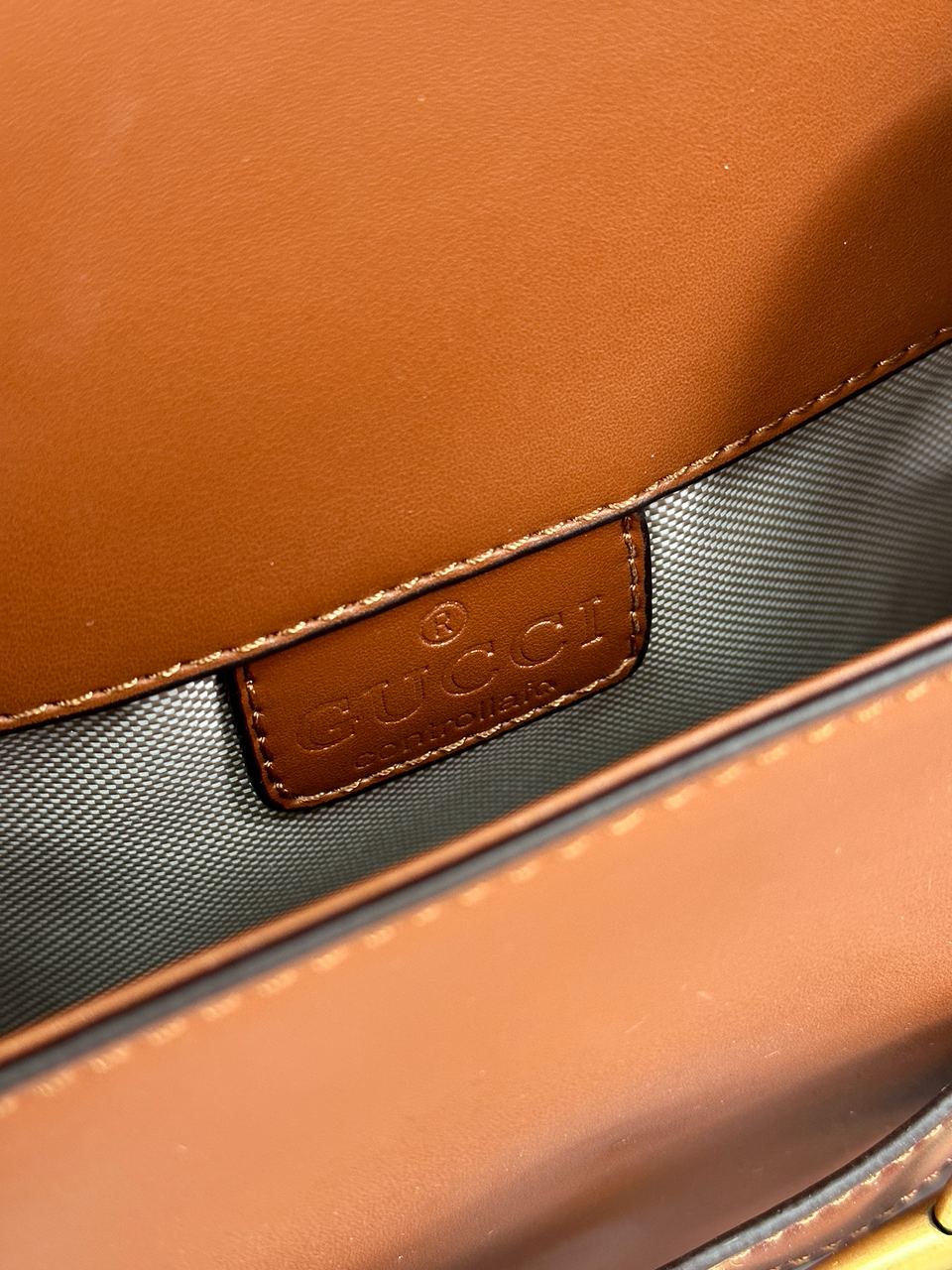 Gucci Lady Web Leather Shoulder Bag Brown - 30