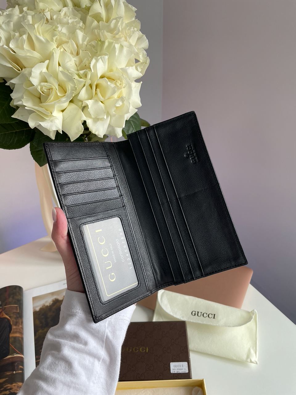 Gucci Marmont G Black Leather Bifold Long Wallet Purse - 12