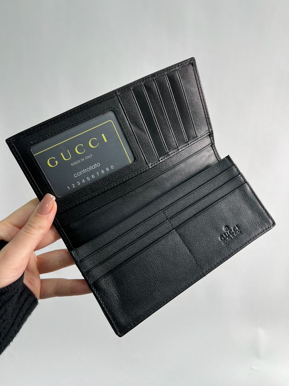Gucci Marmont G Black Leather Bifold Long Wallet Purse - 13