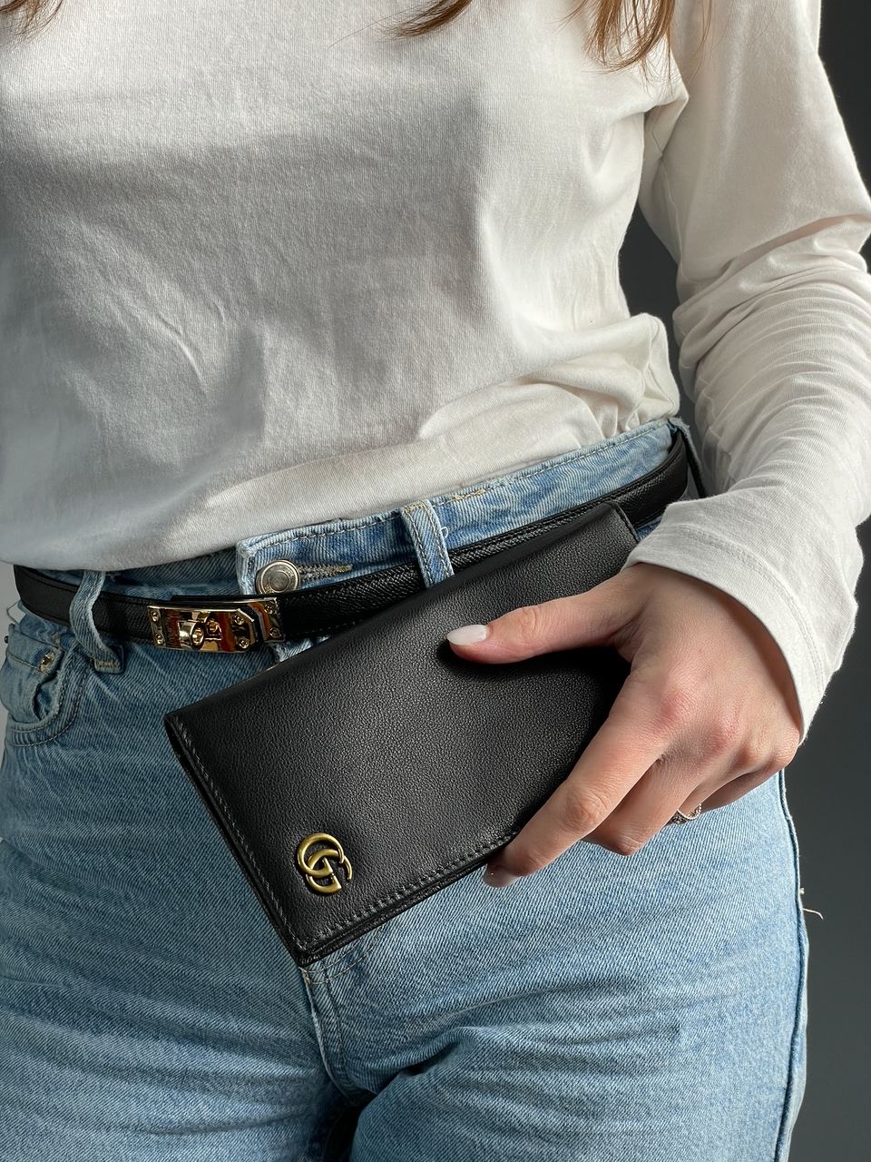 Gucci Marmont G Black Leather Bifold Long Wallet Purse - 4