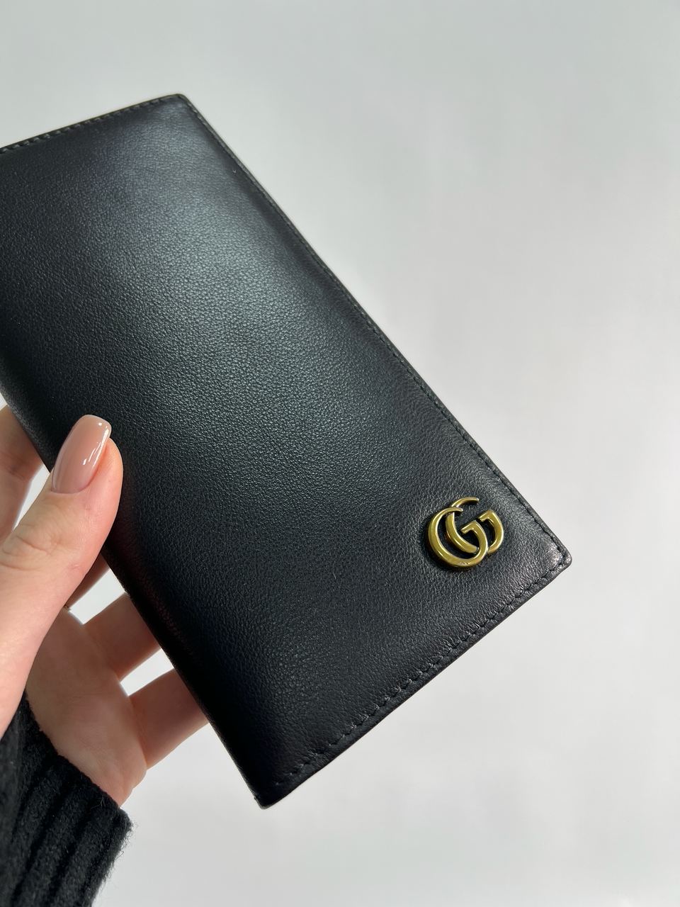 Gucci Marmont G Black Leather Bifold Long Wallet Purse - 8