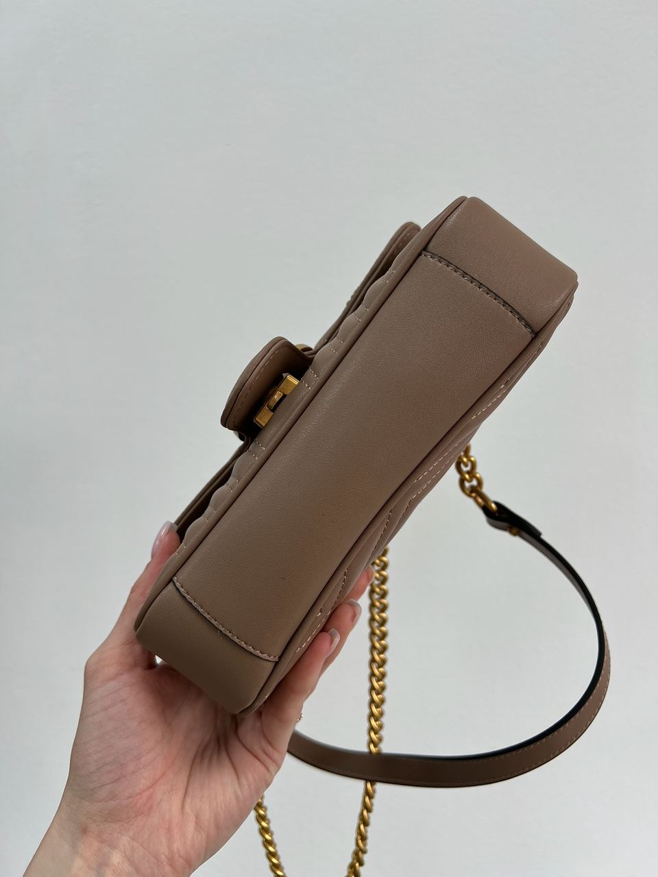 Gucci Marmont Mini Shoulder Bag Beige, Gold Hardware - 8