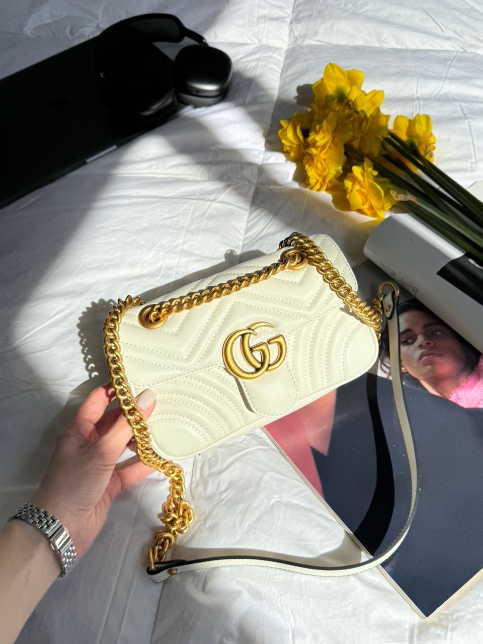 Gucci Marmont Mini Shoulder Bag, Gold Hardware - 7