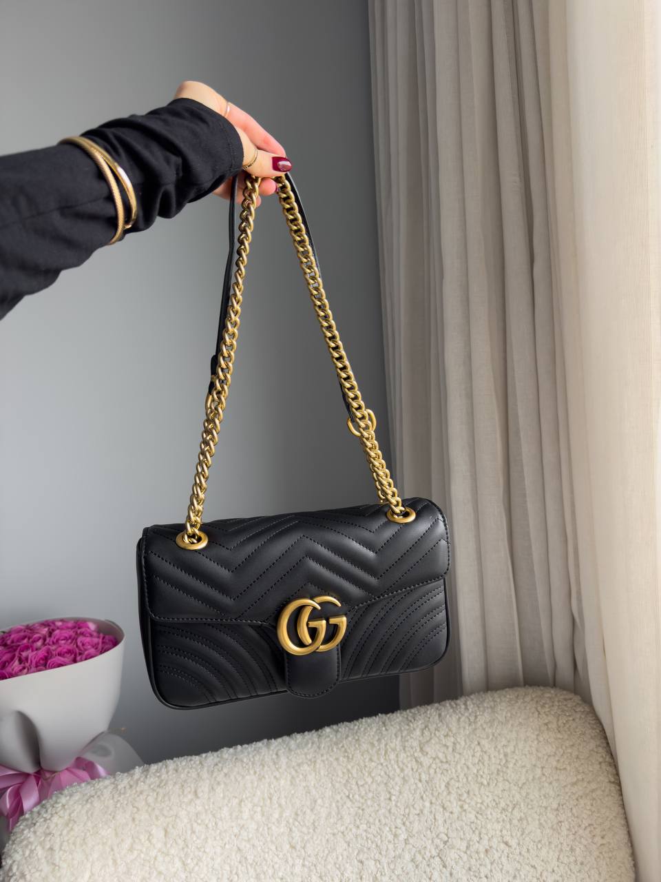 Gucci Marmont Mini Shoulder Bag Hardware Black/Gold - 5