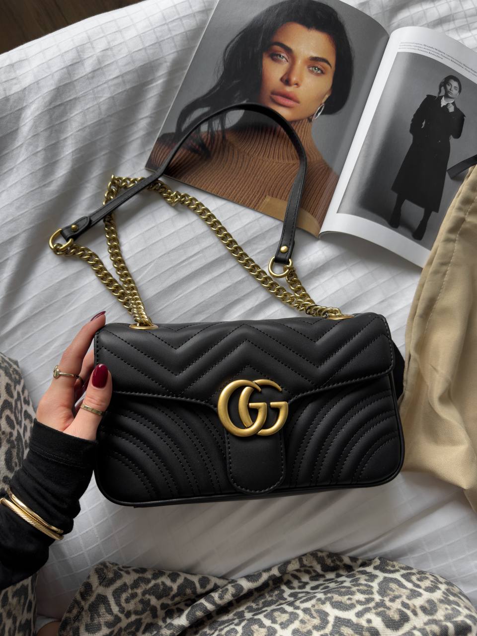 Gucci Marmont Mini Shoulder Bag Hardware Black/Gold - 6