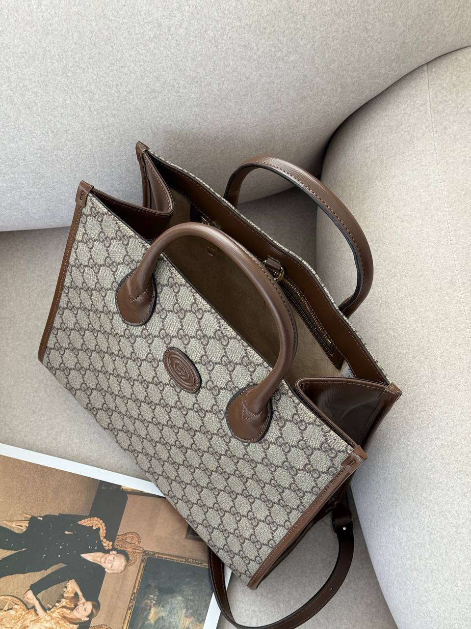 Gucci Ophidia Leather-Trimmed Monogrammed Coated-Canvas Tote - 2