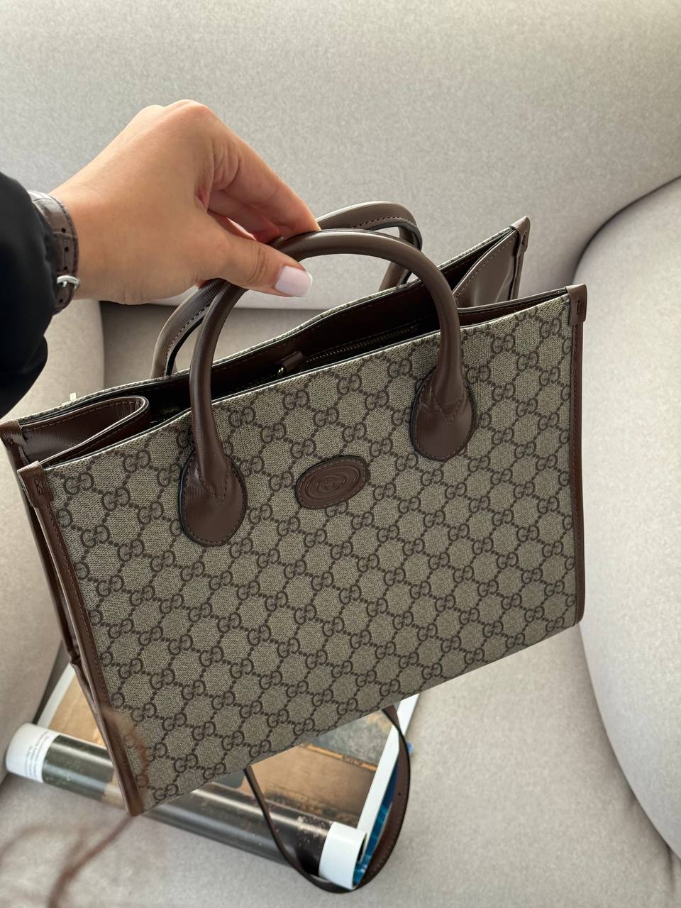 Gucci Ophidia Leather-Trimmed Monogrammed Coated-Canvas Tote - 3