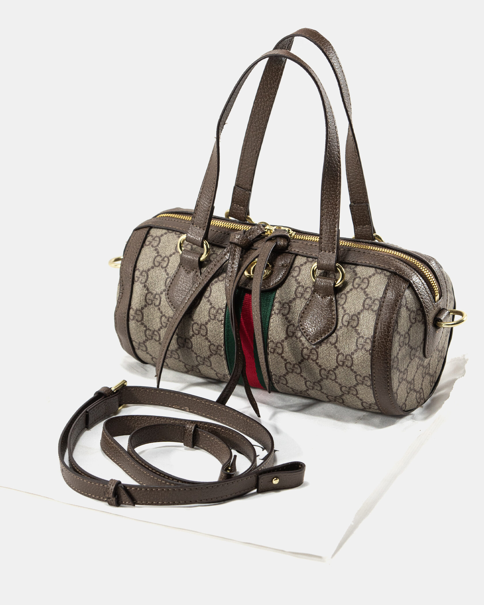 Gucci Ophidia Small GG Supreme Boston Bag in Beige/Brown - 2