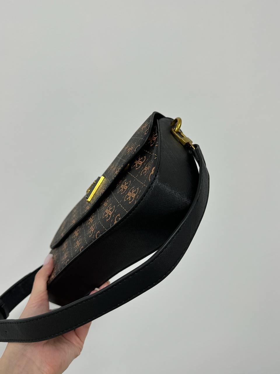 Guess Cordelia Shoulder Bag Brown Canvas Gold - 9