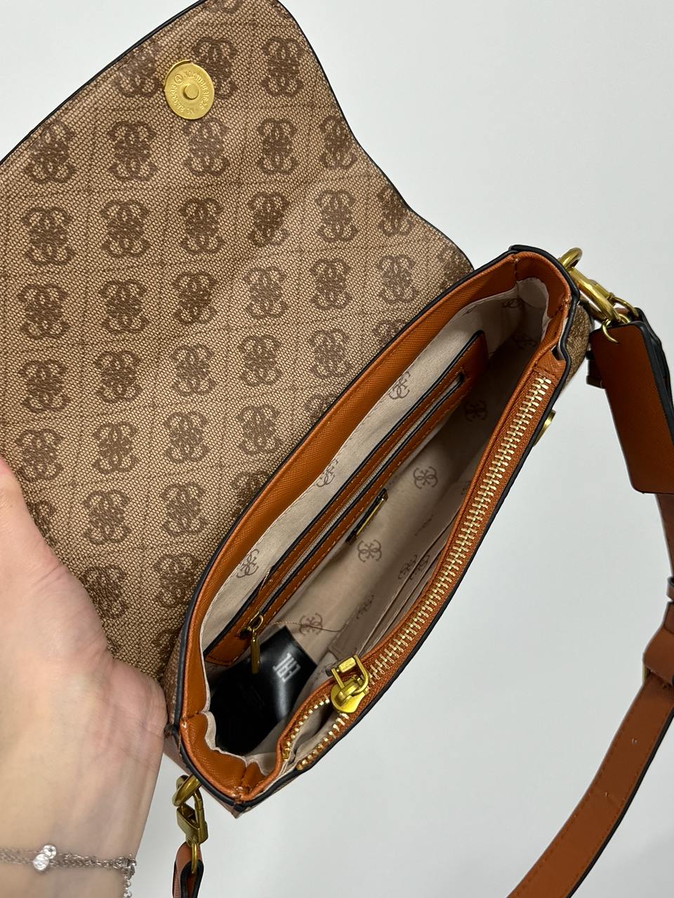 Guess Cordelia Shoulder Bag Gold Canvas Gold - 13