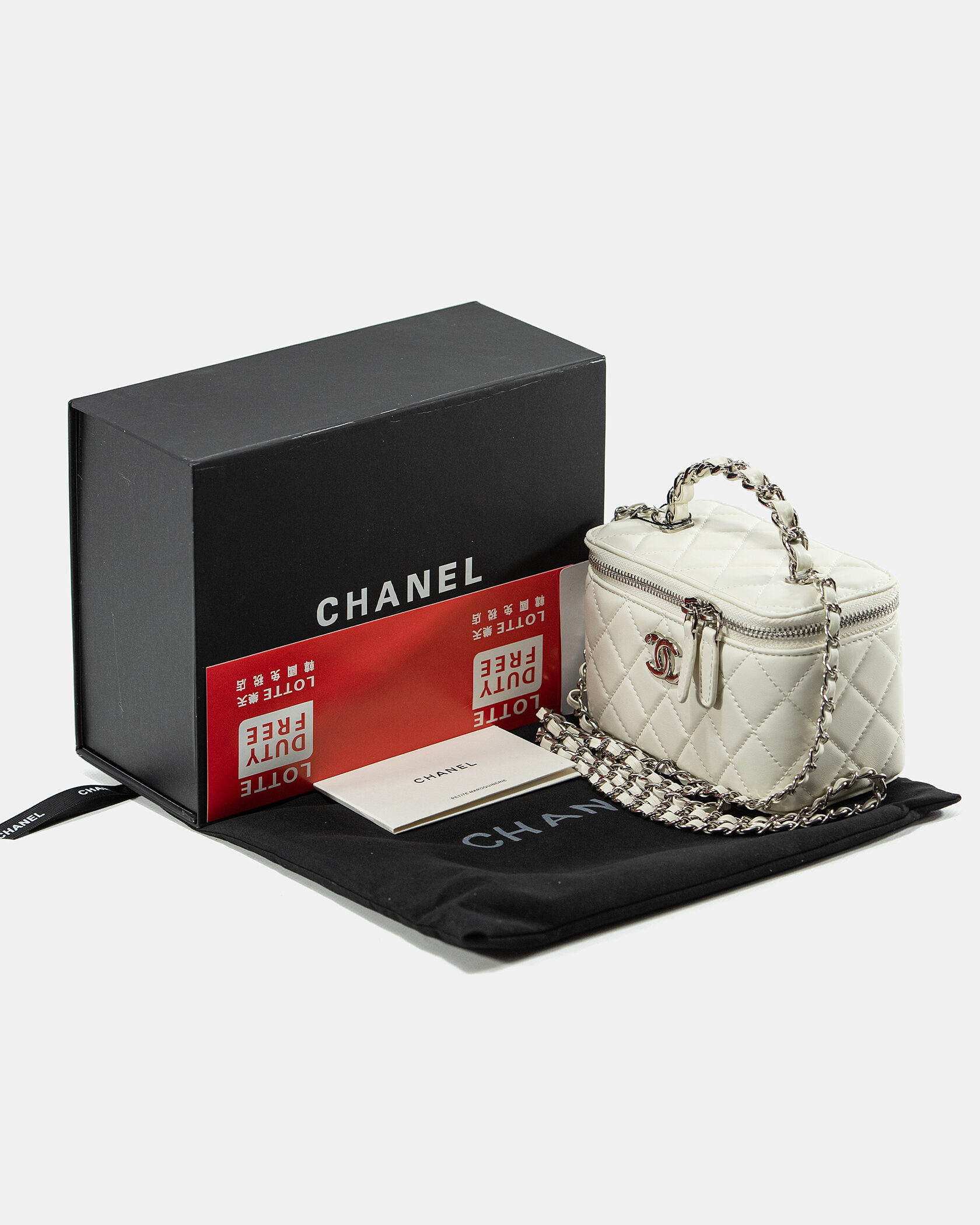 hanel Classic Milk Lambskin Pearl Crush Vanity Bag Silver - 2