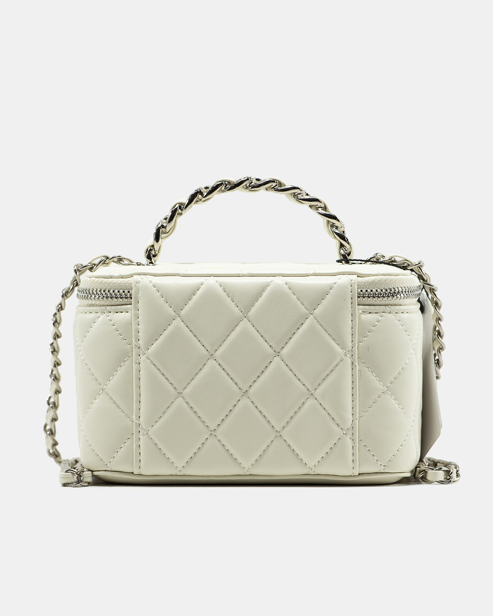 hanel Classic Milk Lambskin Pearl Crush Vanity Bag Silver - 7