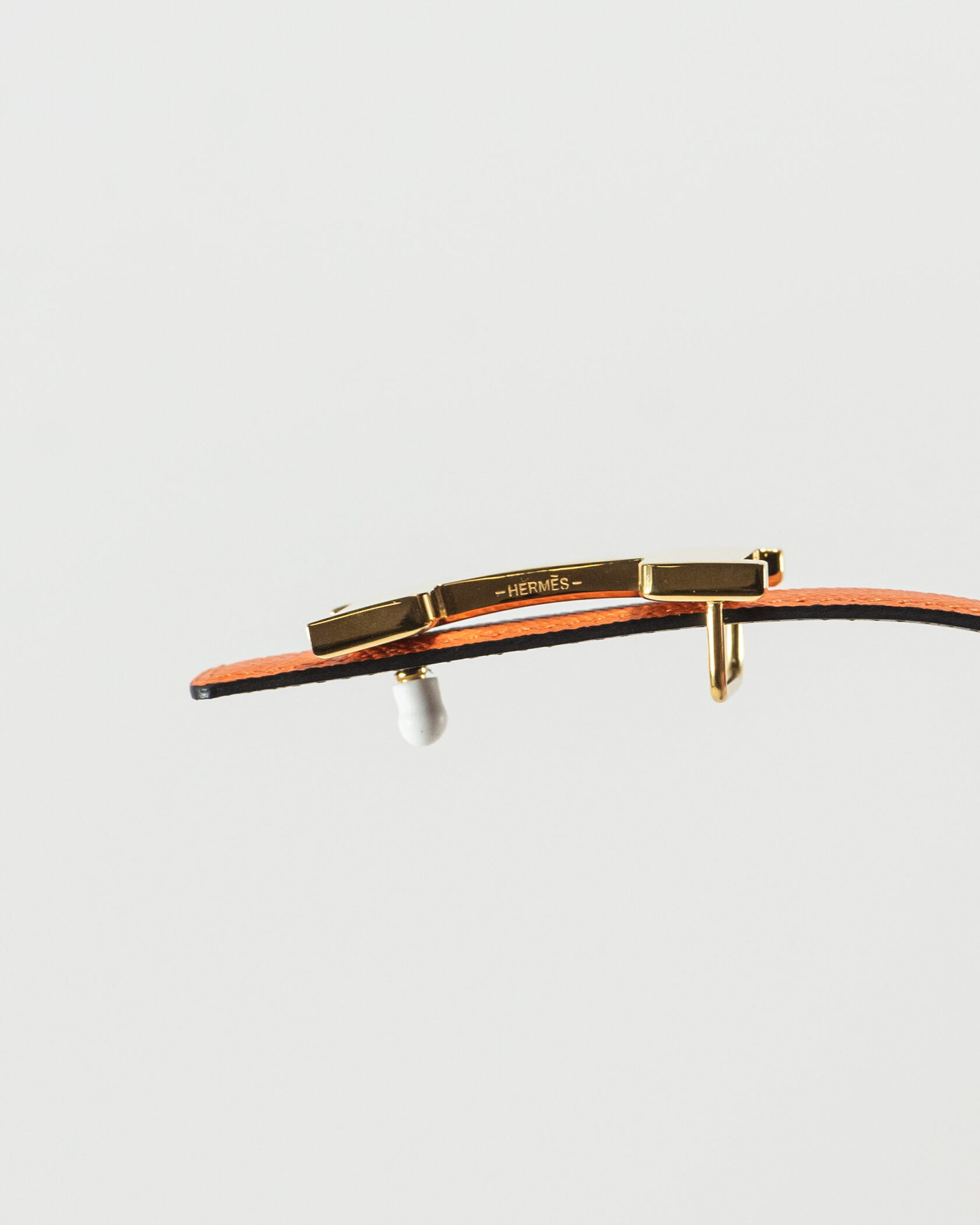 Hermès H Reversible Belt in Black/Orange Leather with Gold Buckle - 6