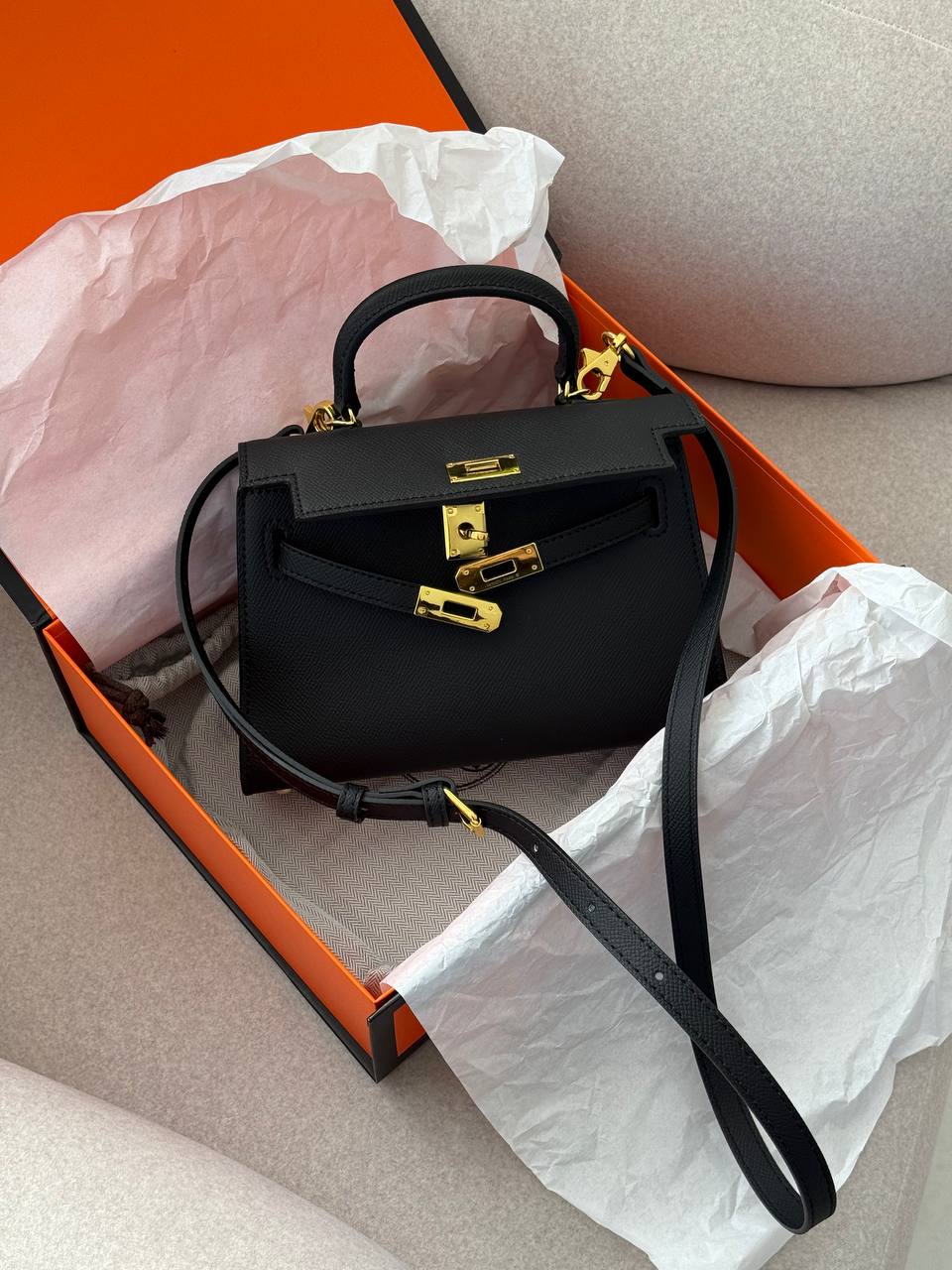 Hermès Mini Kelly Black Gold Hardware - 3