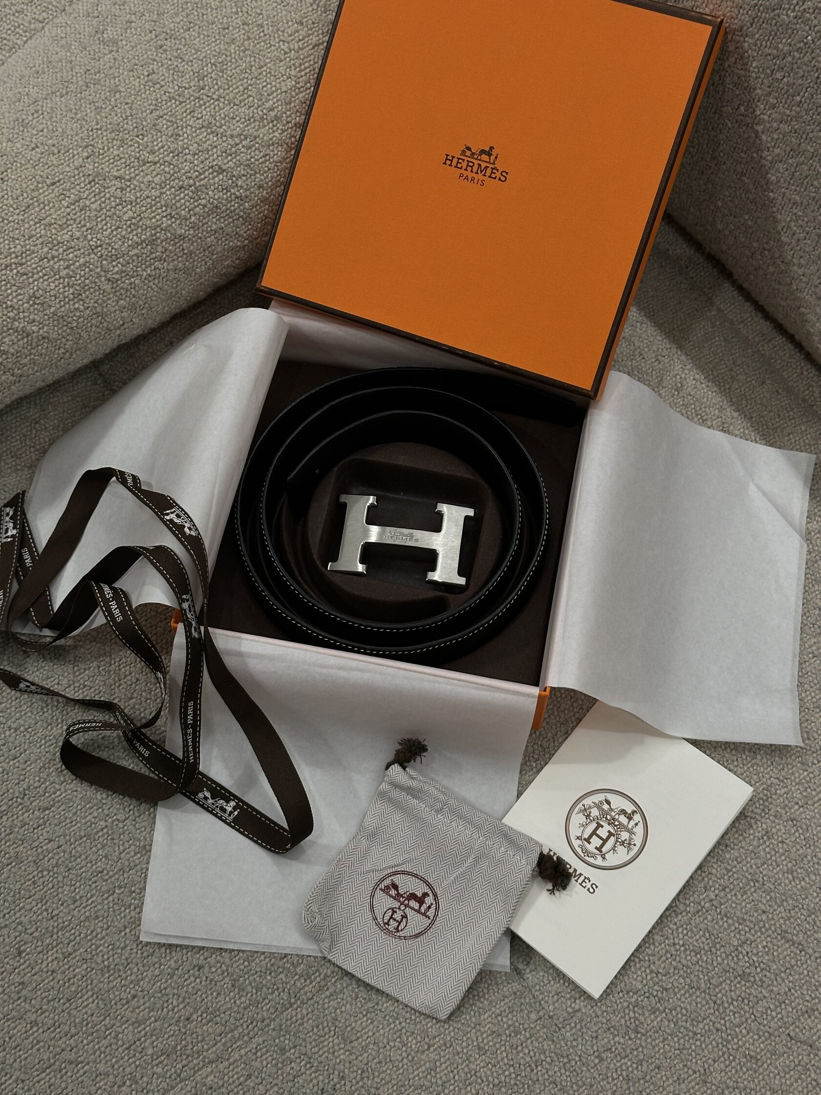 Hermes Constance Belt in Porosus crocodile Black/Silver - 3