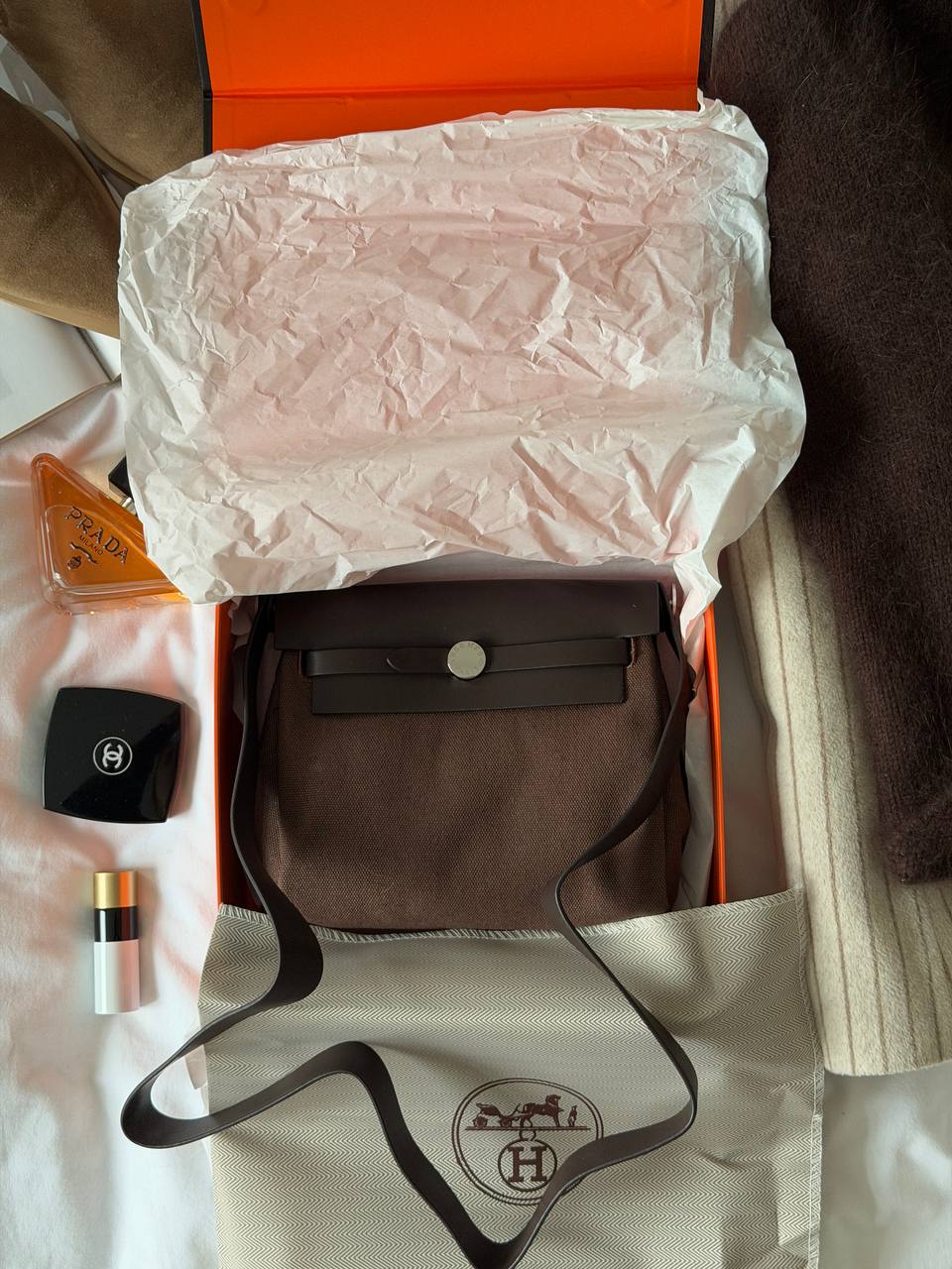 Hermes Herbag Zip 20 Bag Dark Brown - 2