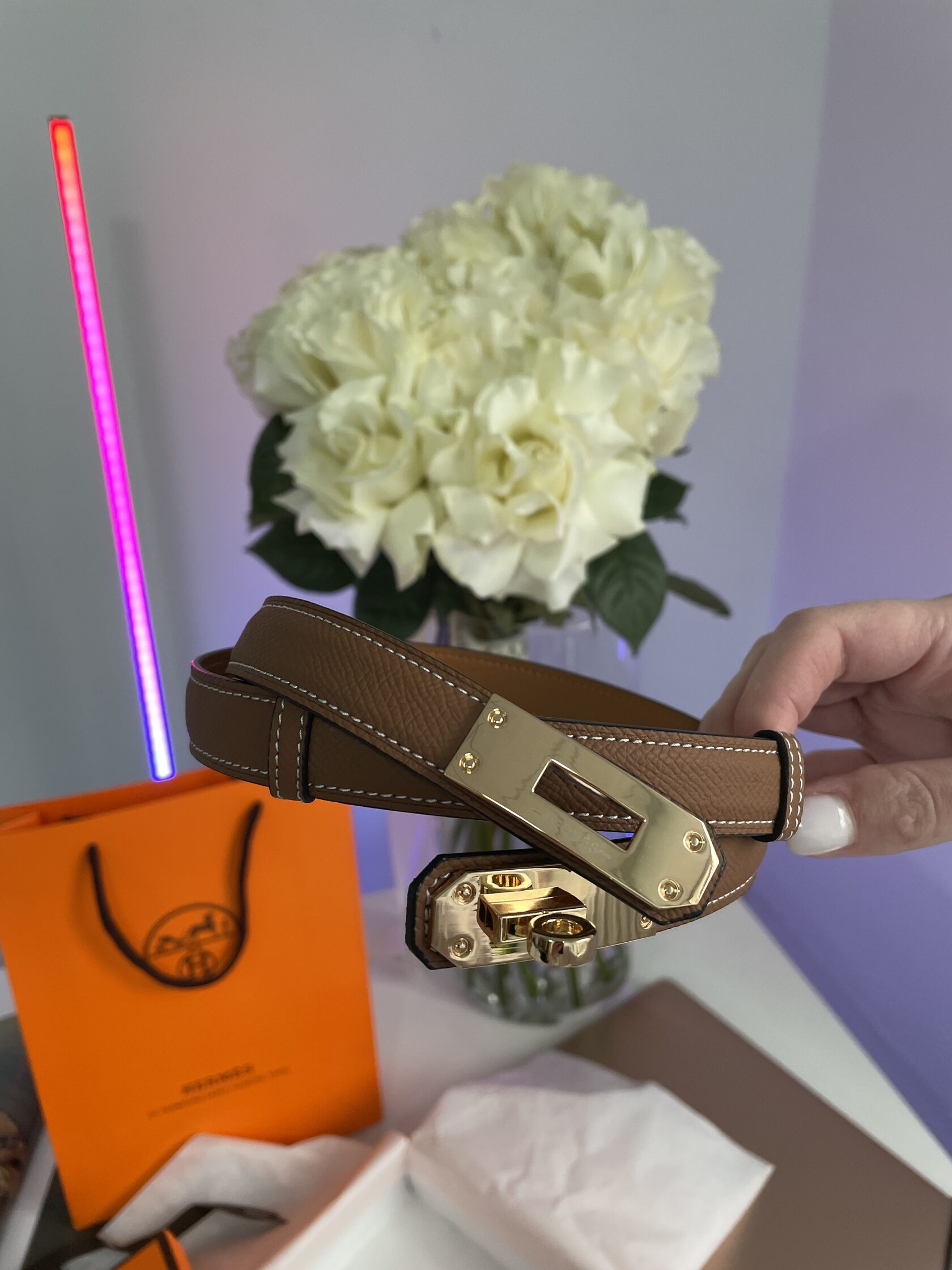 Hermes Kelly 18 Belt Brown Leather - 6