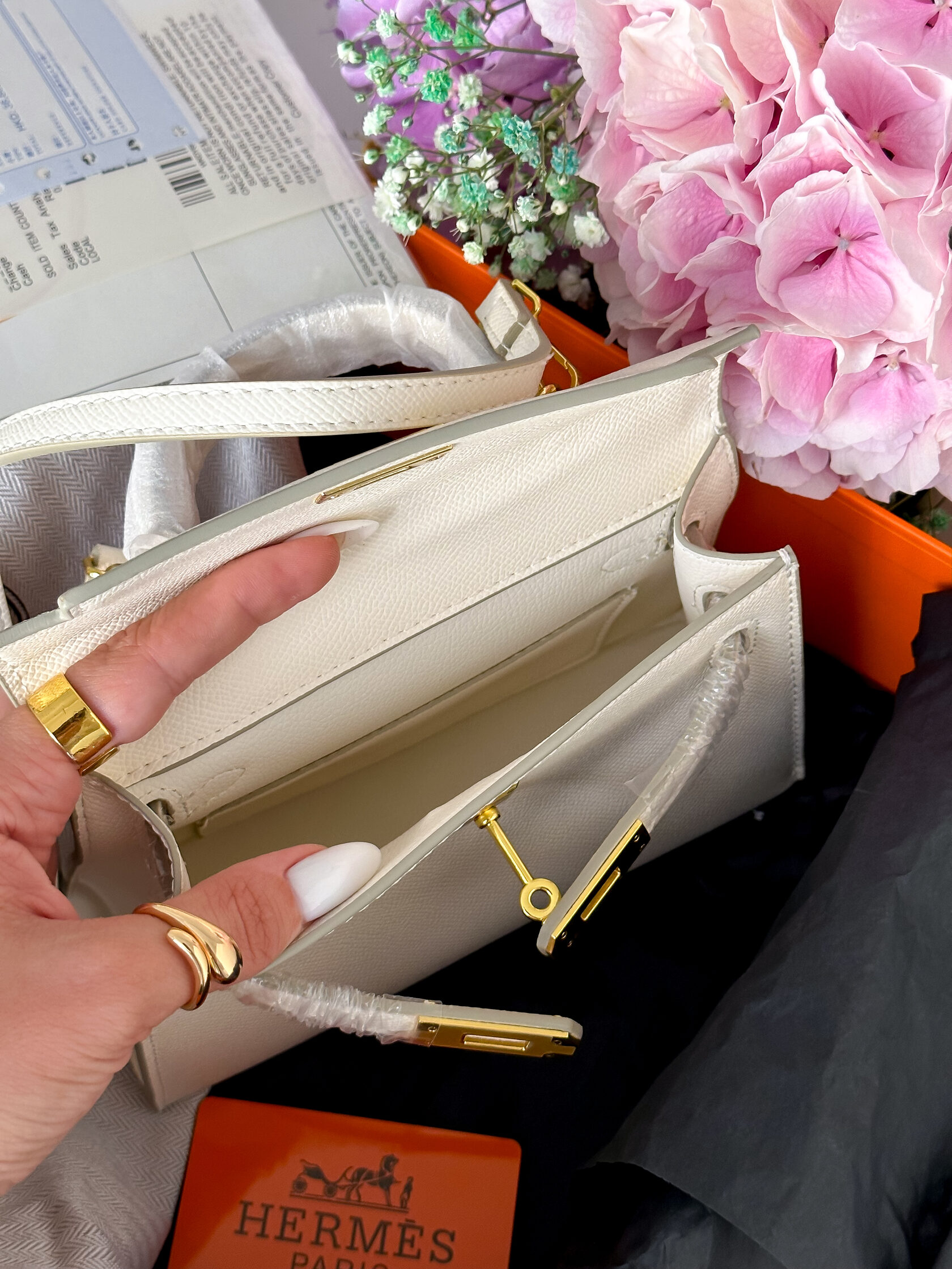 Hermes Kelly Mini 19 White/Gold - 5