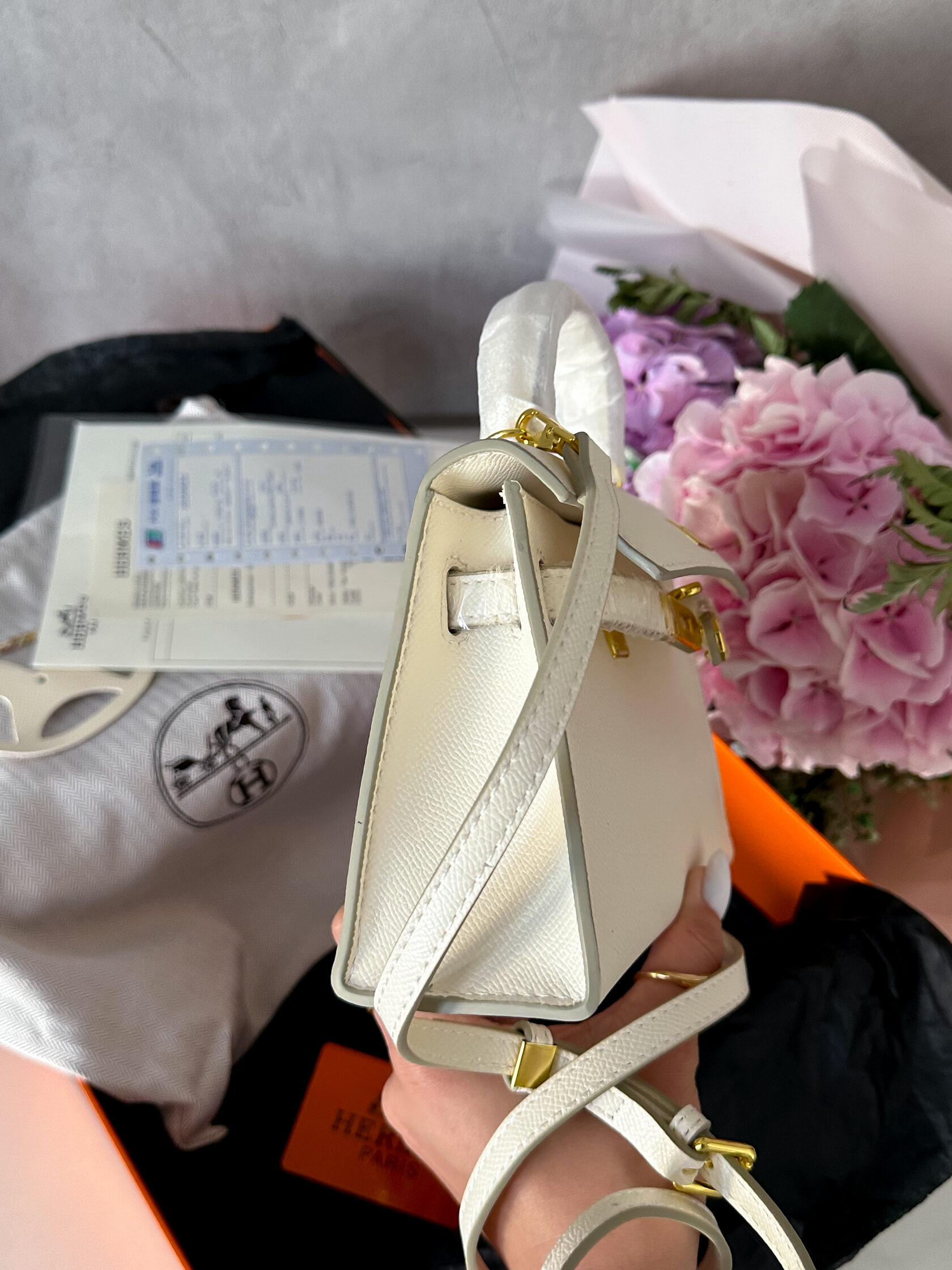 Hermes Kelly Mini 19 White/Gold - 6