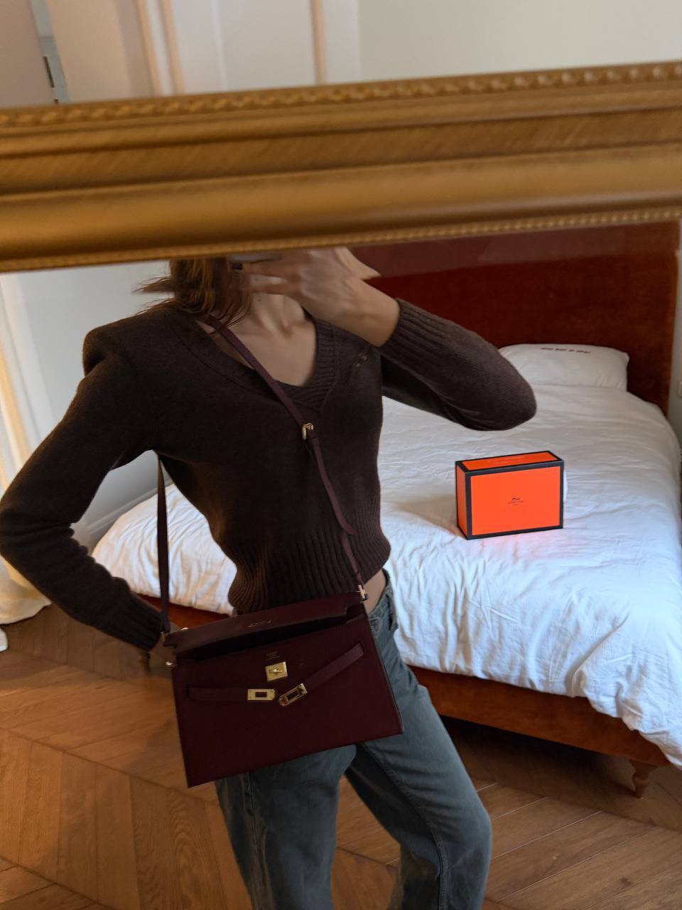 Hermes Kelly Pochette Burgundy - 3