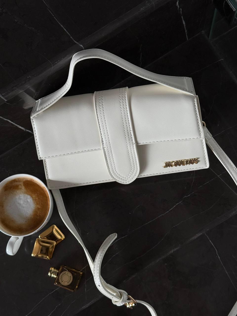 Jacquemus Le Bambino Small Leather Shoulder Bag in White - 10