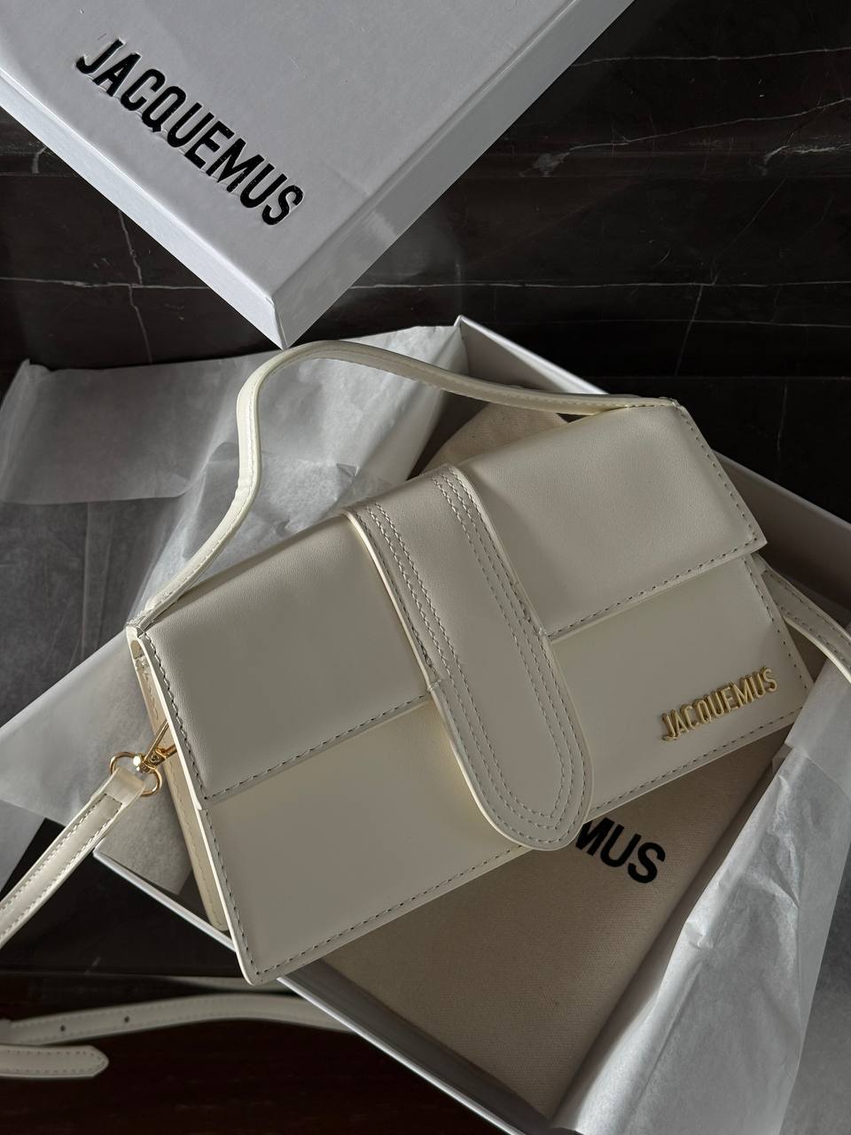 Jacquemus Le Bambino Small Leather Shoulder Bag in White - 2