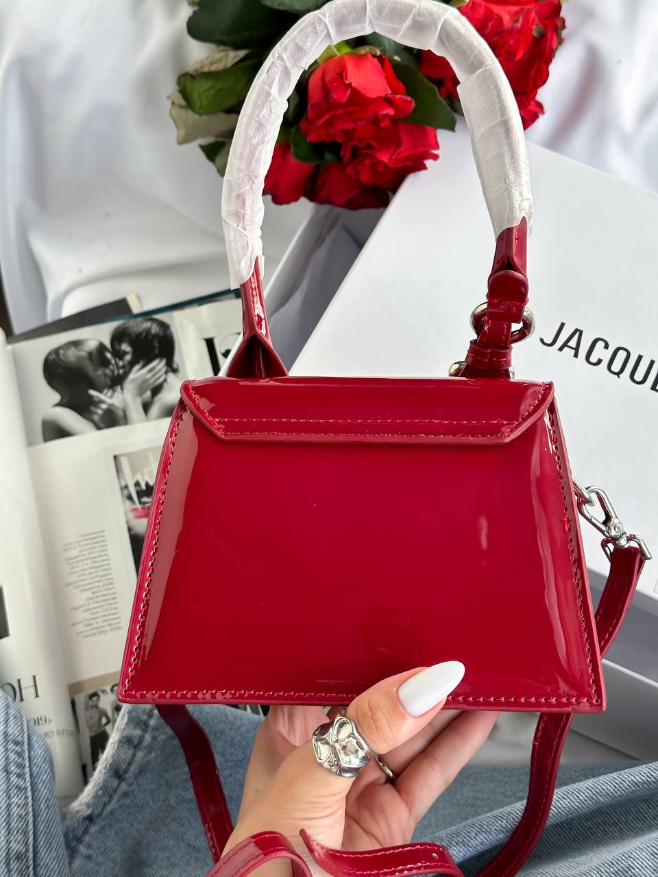 Jacquemus Le Grand Bambino Patent Leather Bag in Red - 17