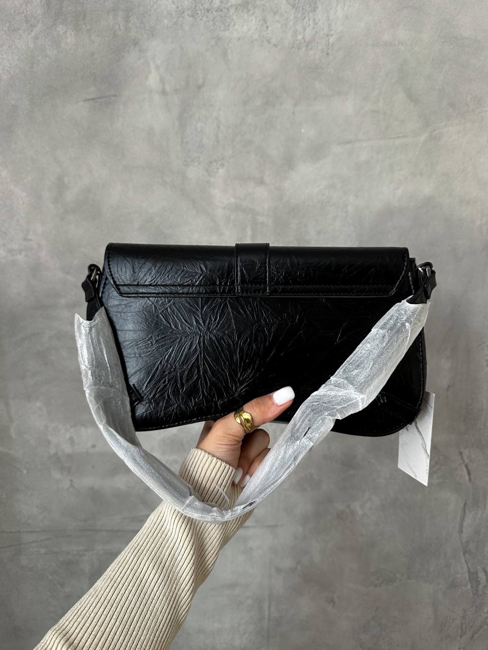 JW PEI Sia Crushed Shoulder Bag Bright Black - 8