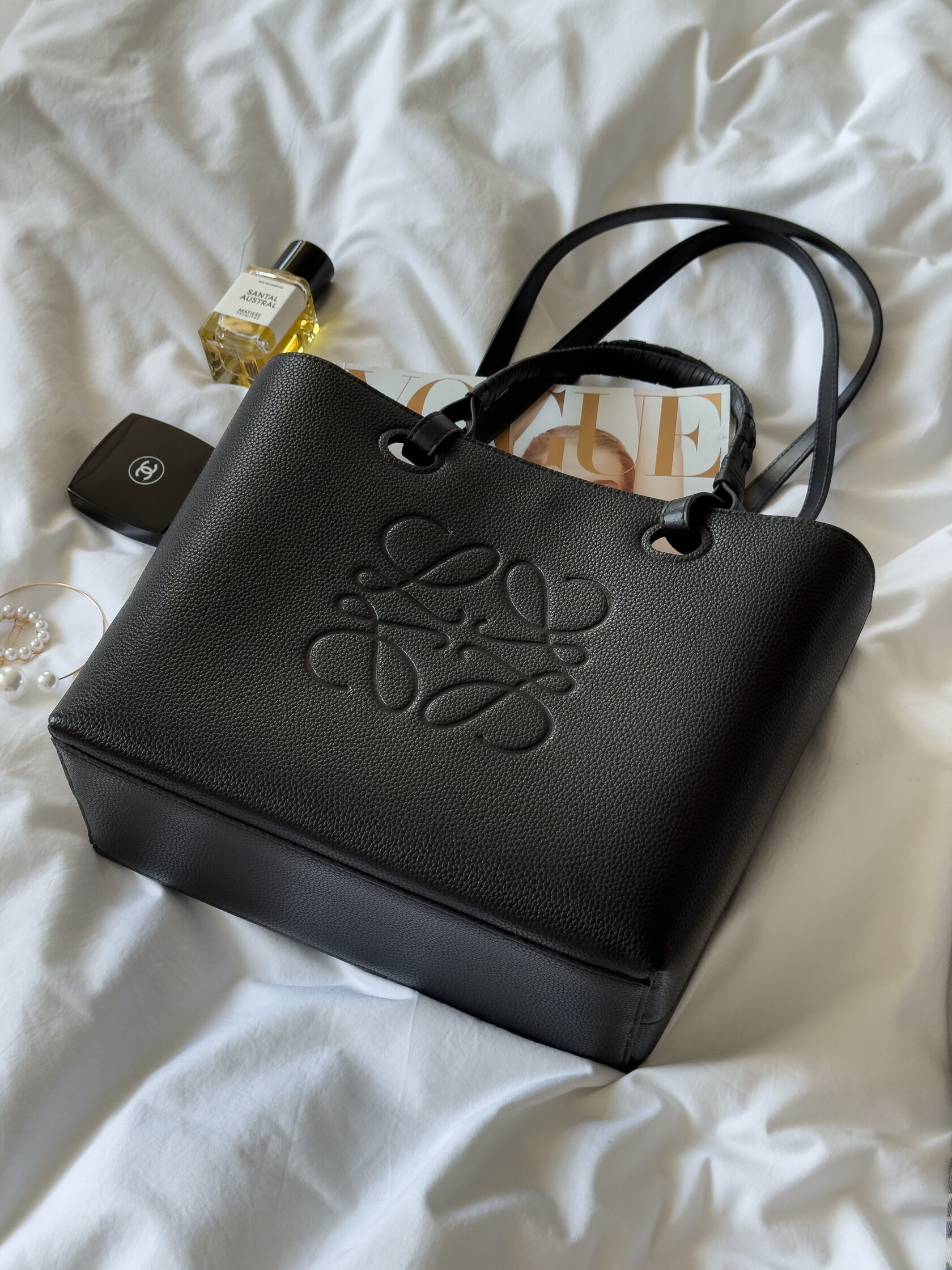 Loewe Bag Tote Anagram Leather Black - 12