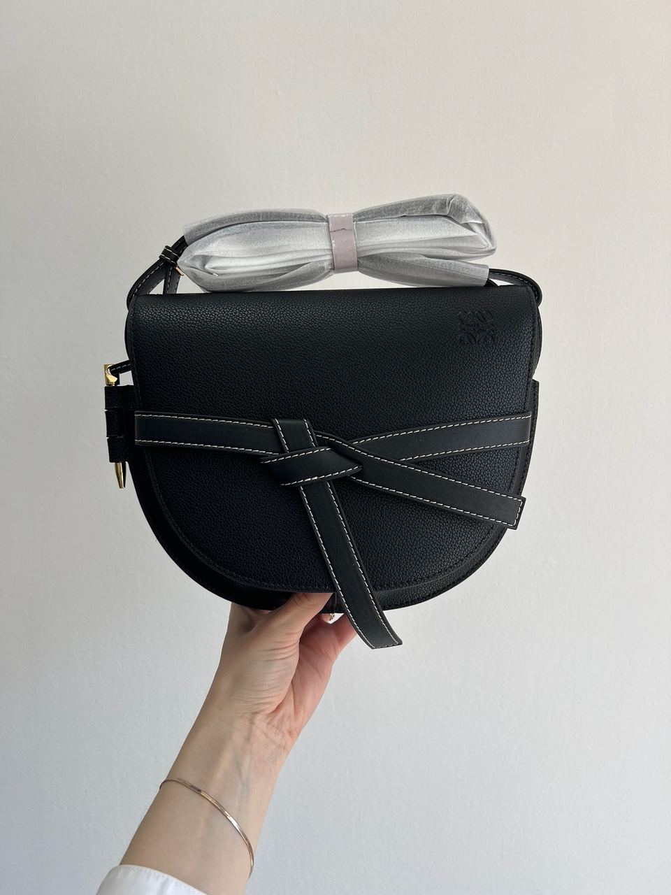 Loewe Gate Small leather and Jacquard Shoulder Bag Black - 2