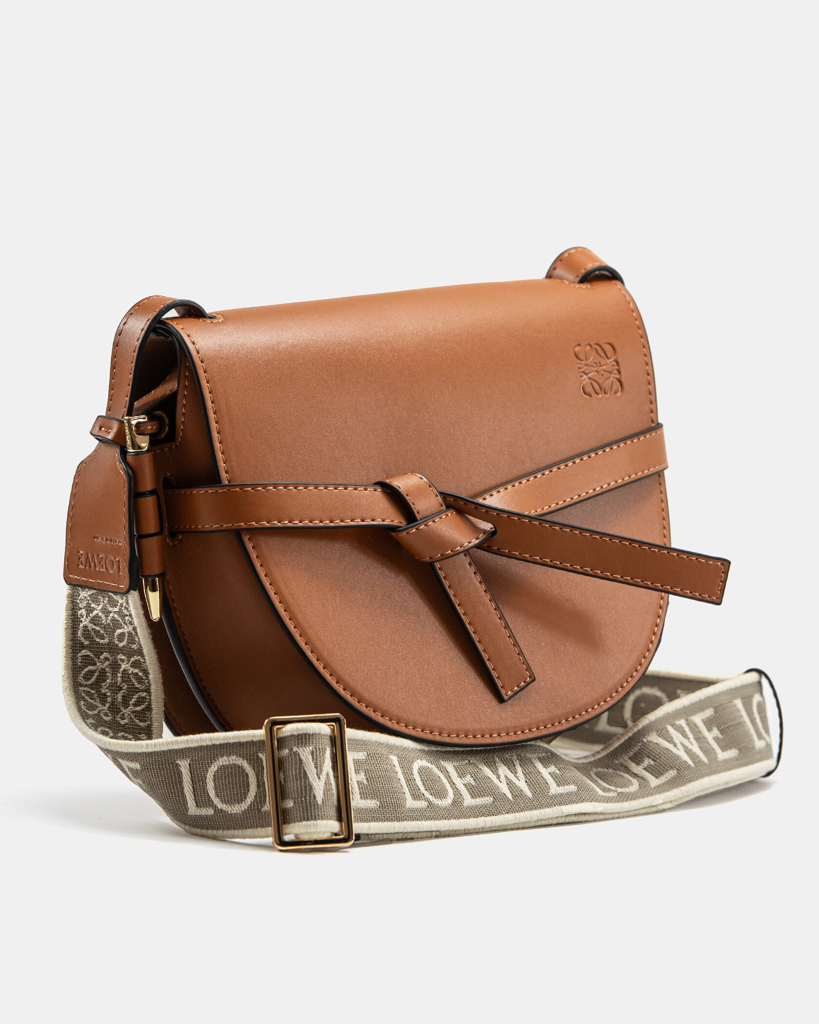 Loewe Gate Small leather and Jacquard Shoulder Bag Brown - 5