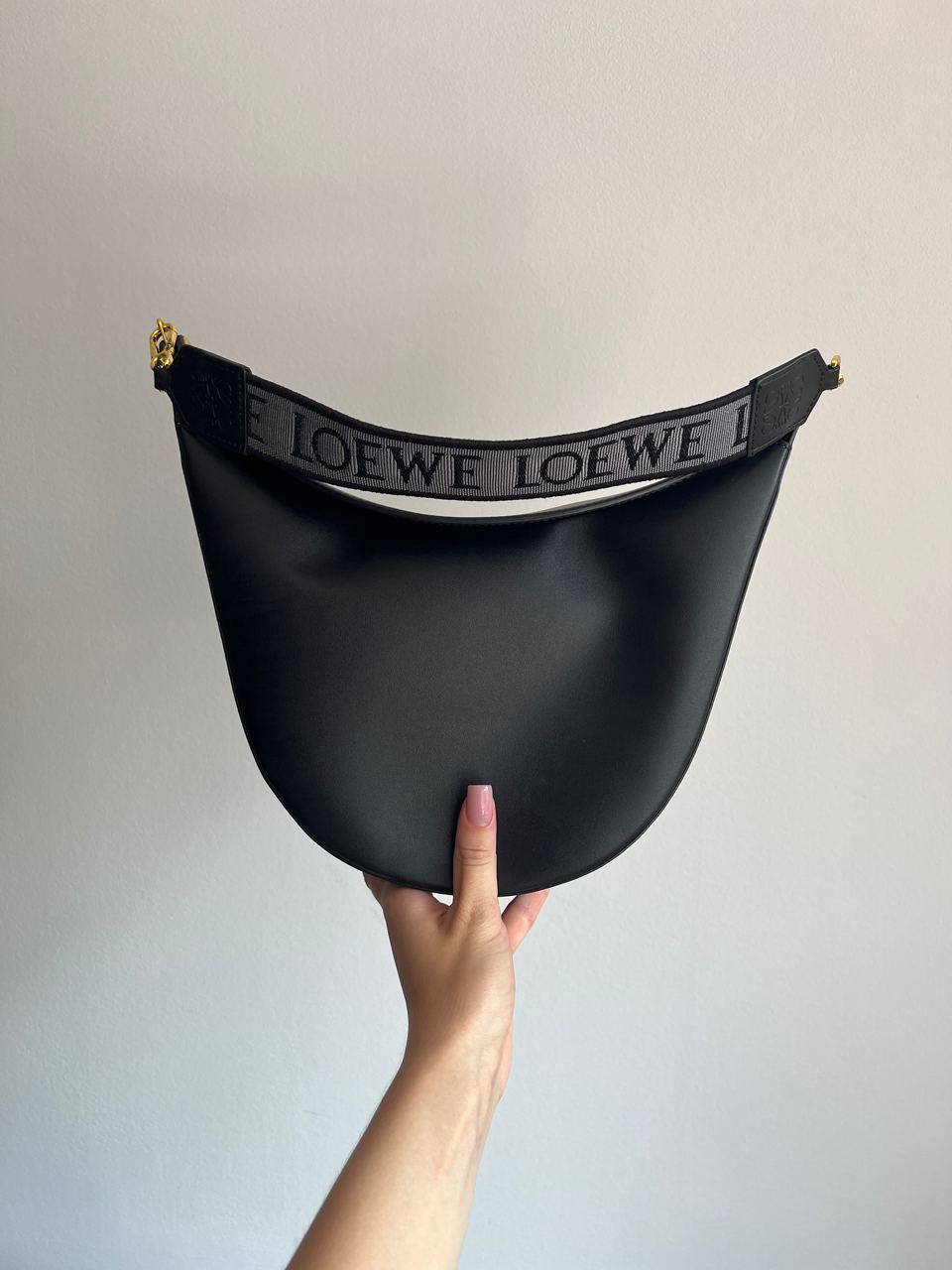 Loewe Luna Leather Shoulder Bag in Black - 2