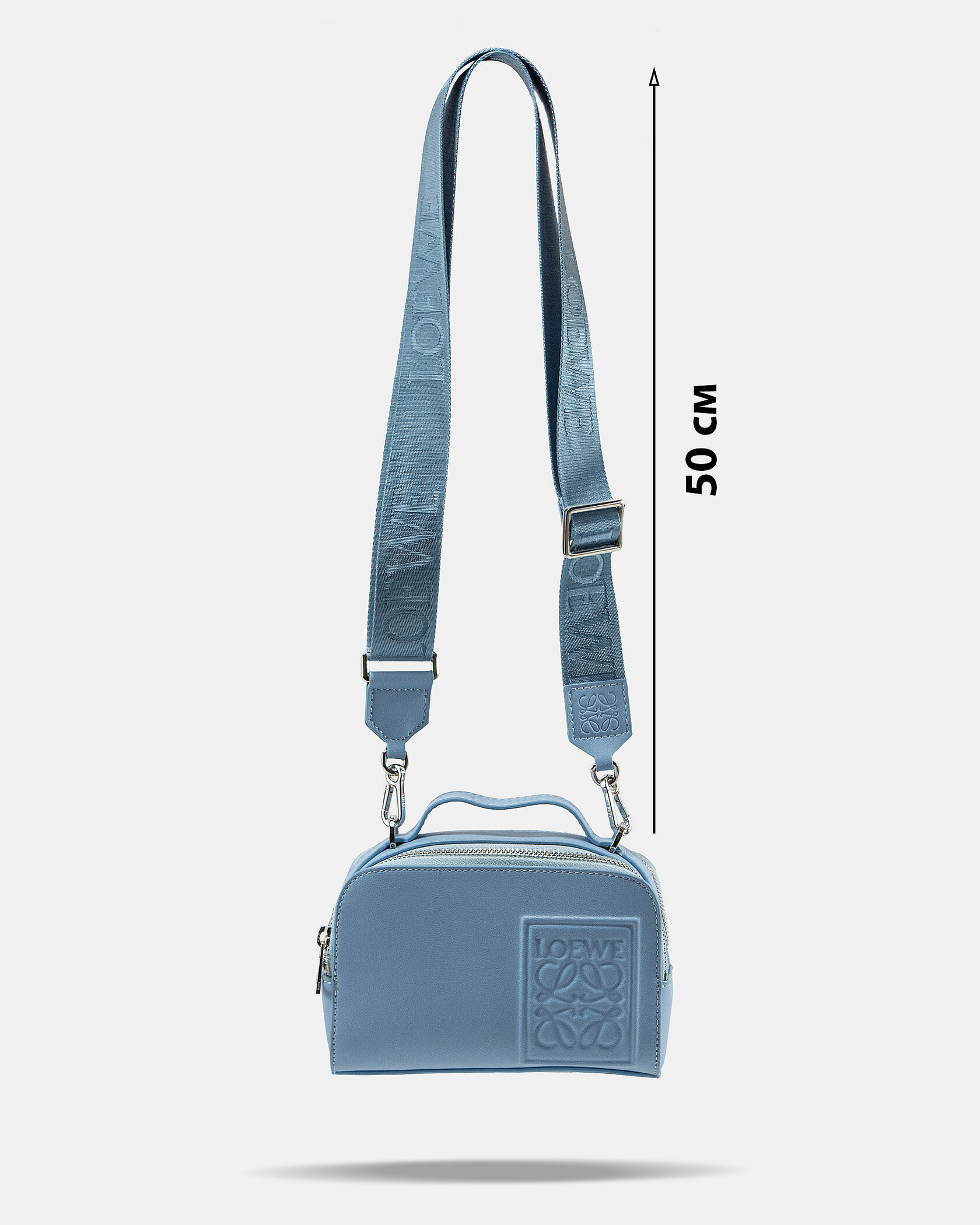 Loewe Mini Soft Box Bag Embossed in Light Blue - 4