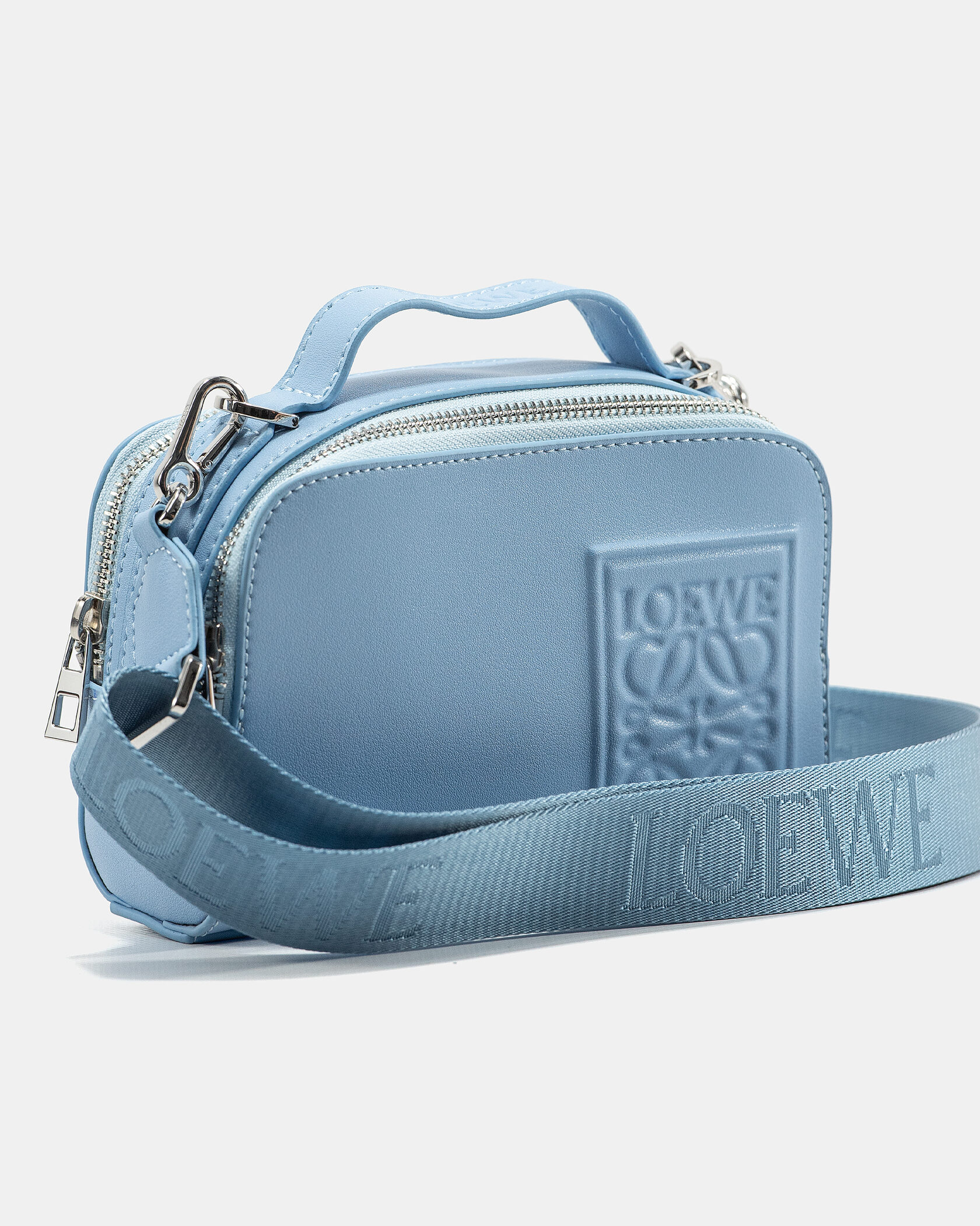 Loewe Mini Soft Box Bag Embossed in Light Blue - 5